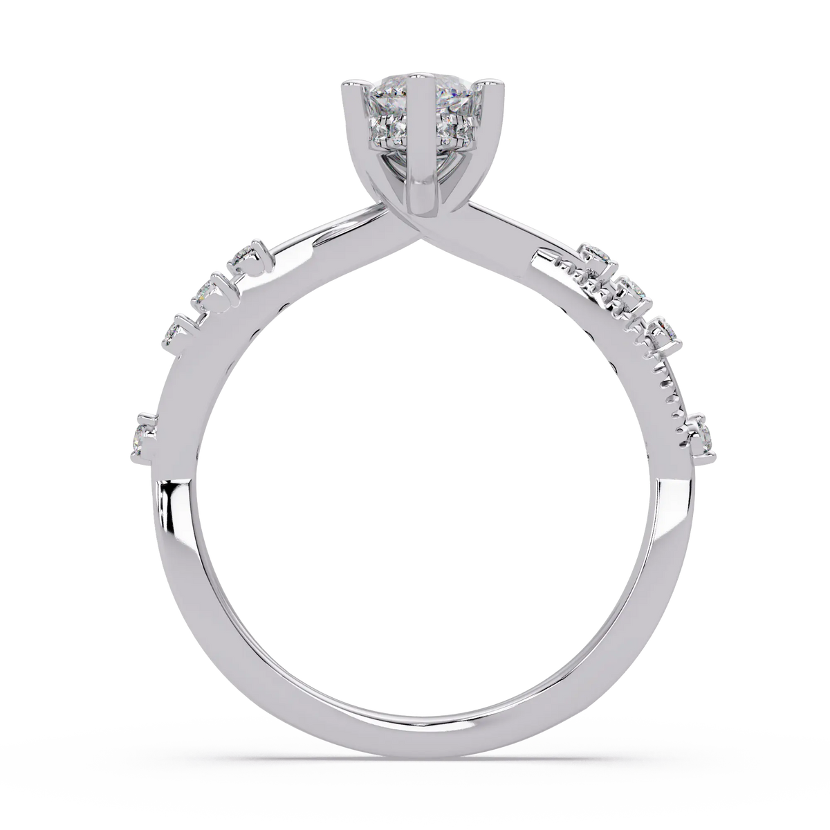 Marquise Diamond Engagement Ring Twisted Leaf Rose Gold Ring