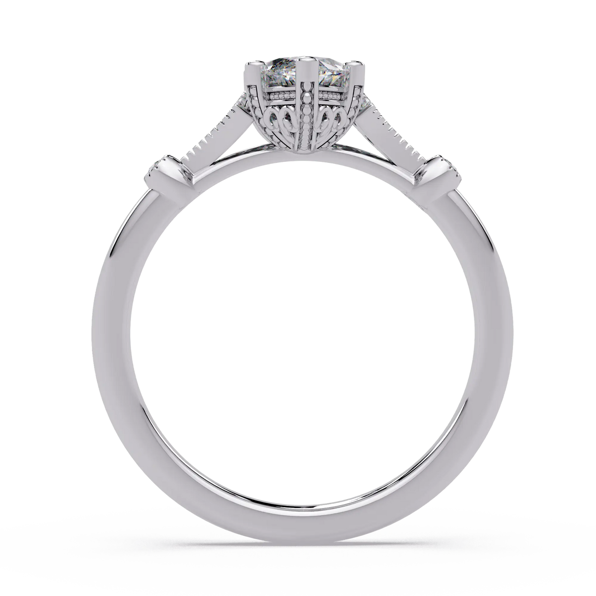 Marquise Cut Lab Grown Diamond Engagement Ring with Vintage Accent Details