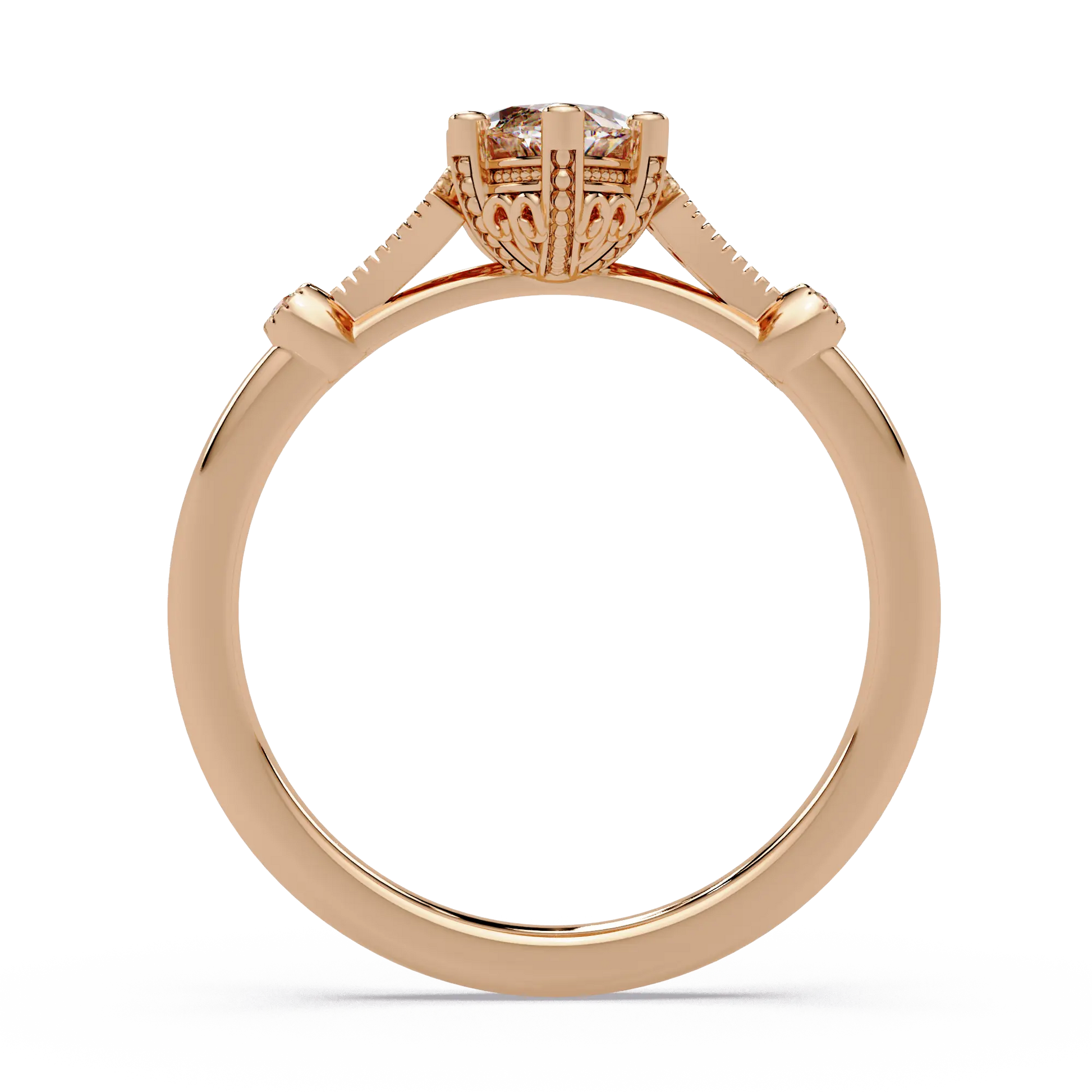 Marquise Cut Lab Grown Diamond Engagement Ring with Vintage Accent Details
