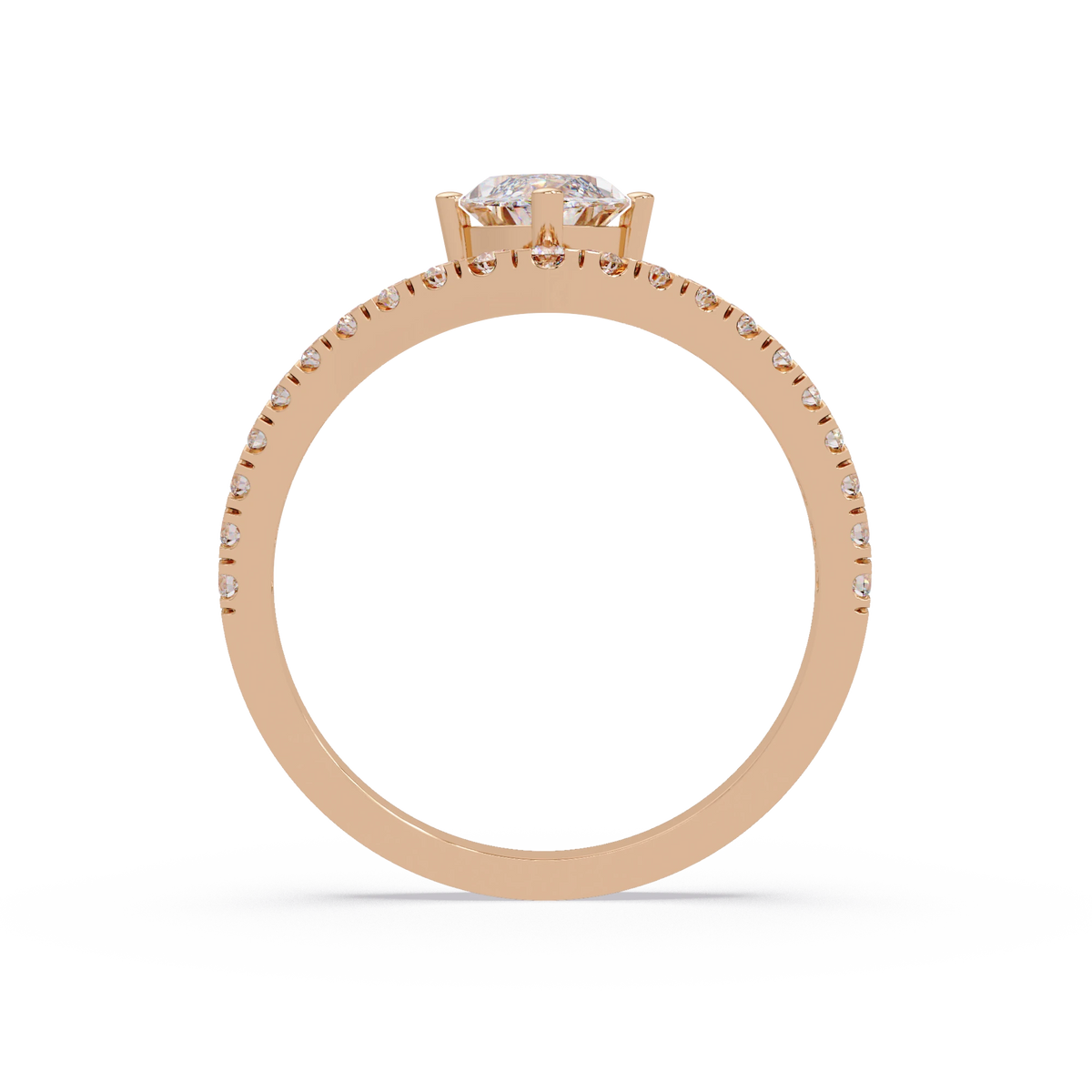 Marquise Cut Lab Grown Diamond Chevron Engagement Ring Rose Gold V Shaped Pavé Bridal Ring