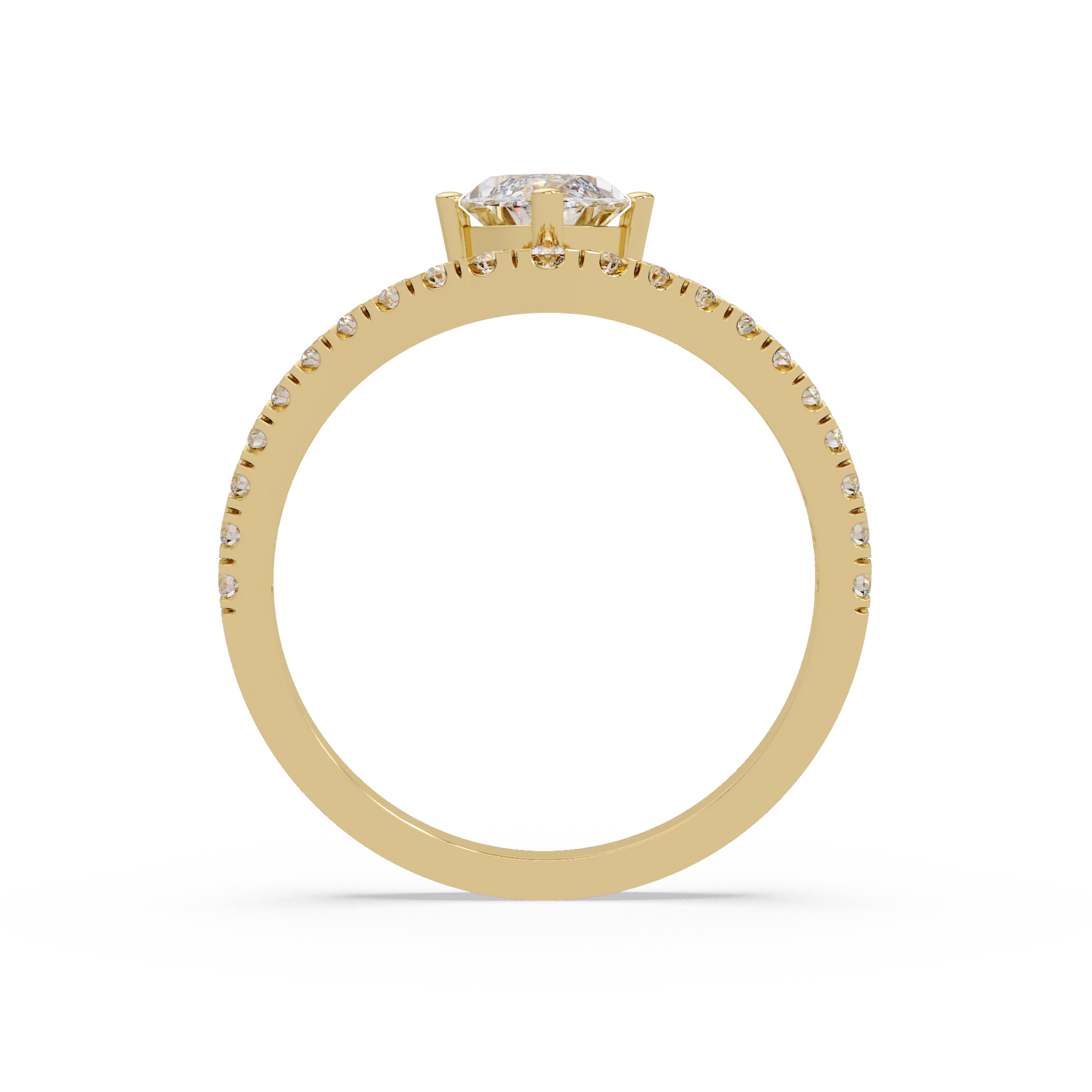 Marquise Cut Lab Grown Diamond Chevron Engagement Ring Rose Gold V Shaped Pavé Bridal Ring