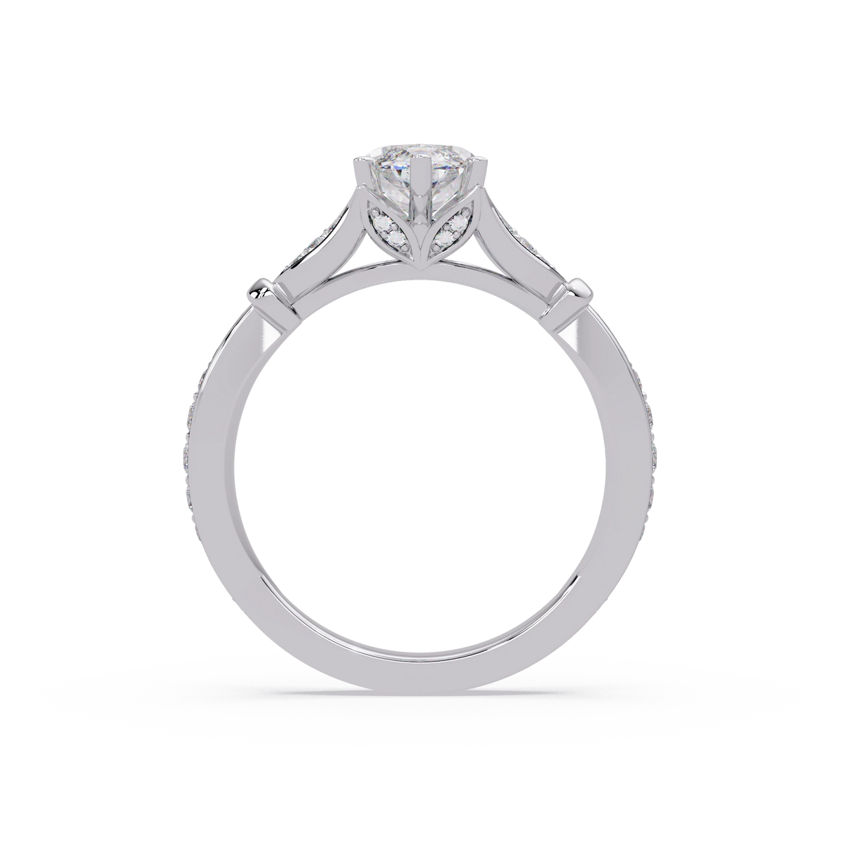 Marquise Diamond Leaf Engagement Ring Rose Gold Nature Inspired Pavé Bridal Ring