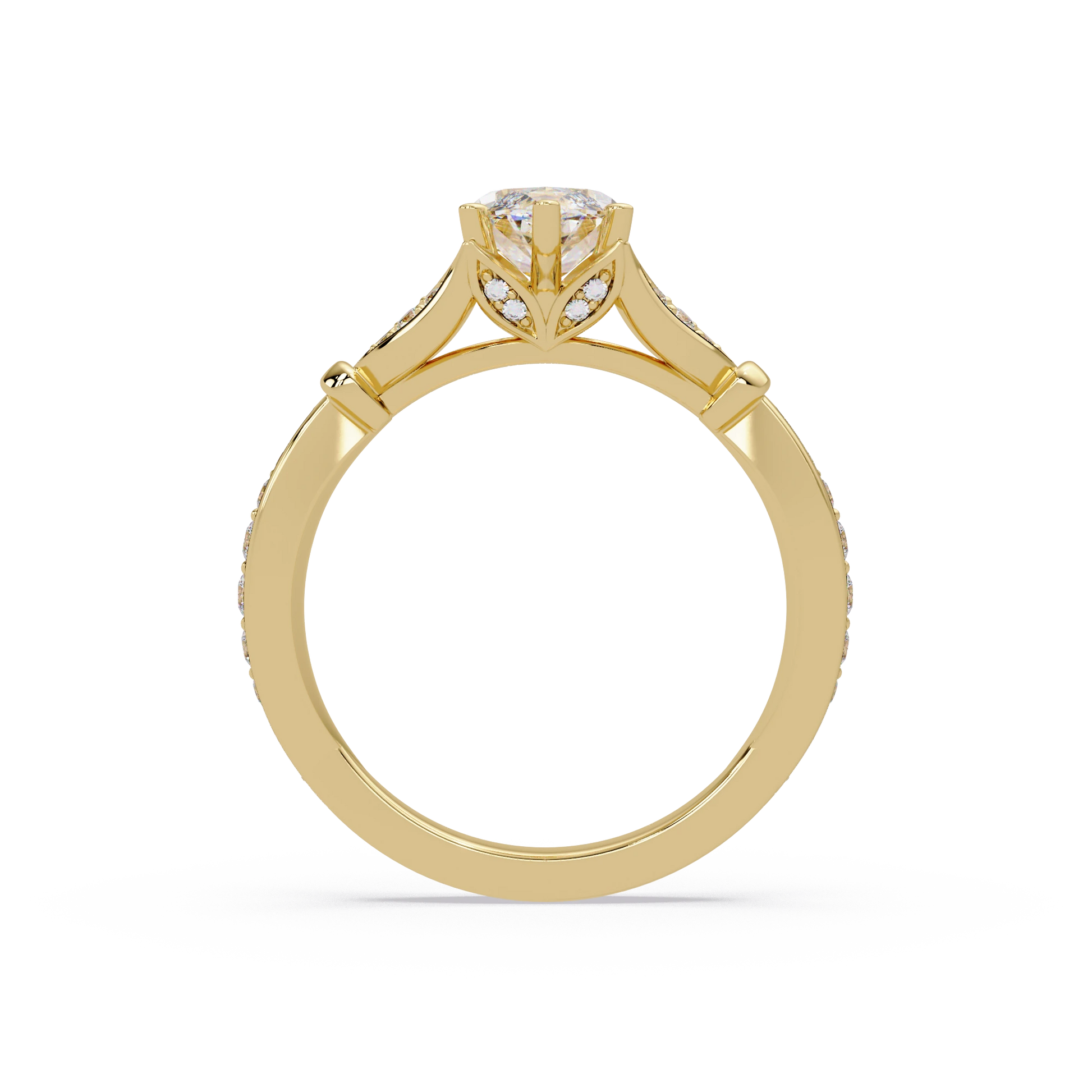 Marquise Diamond Leaf Engagement Ring Rose Gold Nature Inspired Pavé Bridal Ring