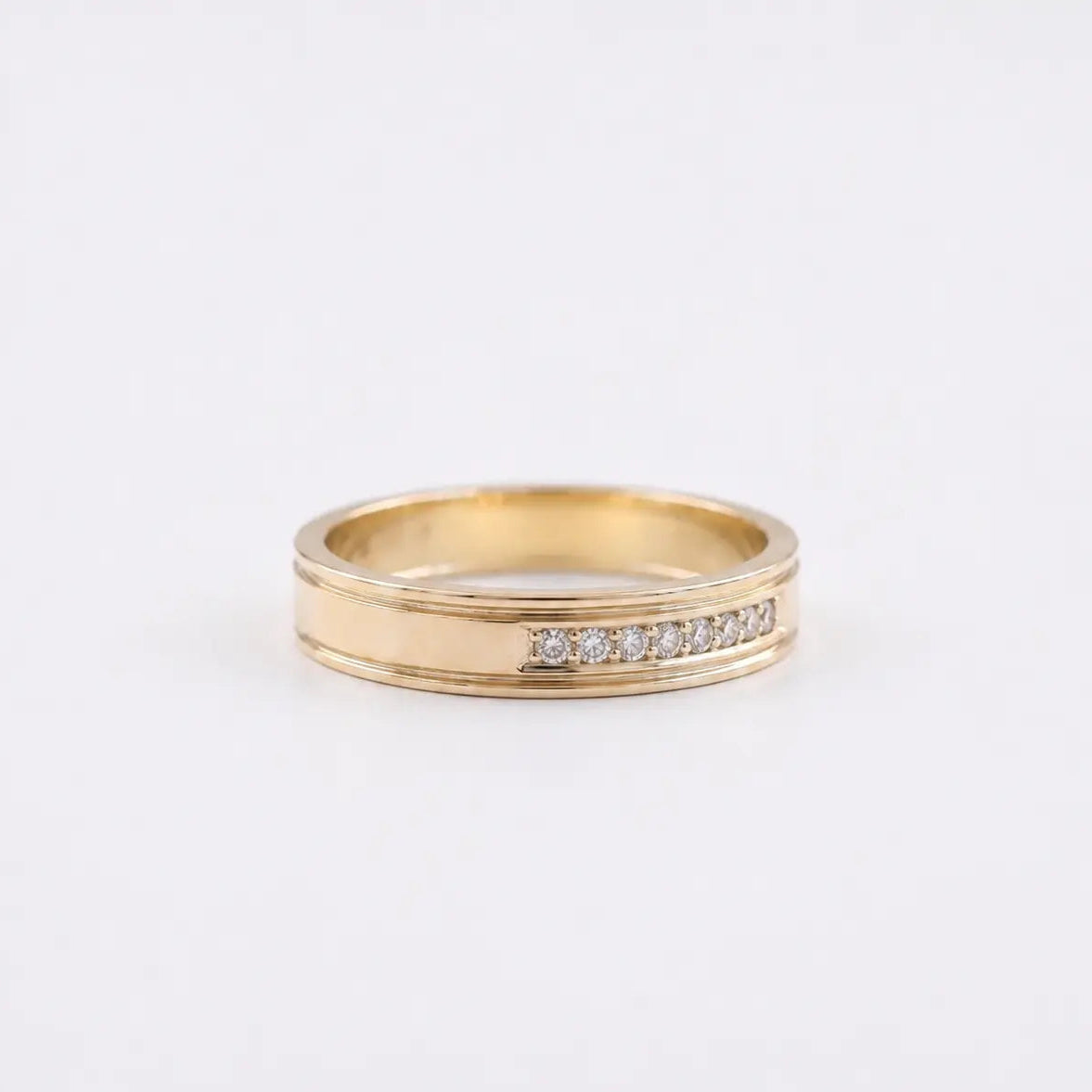 Men's Moissanite Wedding Band Channel Set Moissanite Ring Classic Gold Wedding Ring for Men