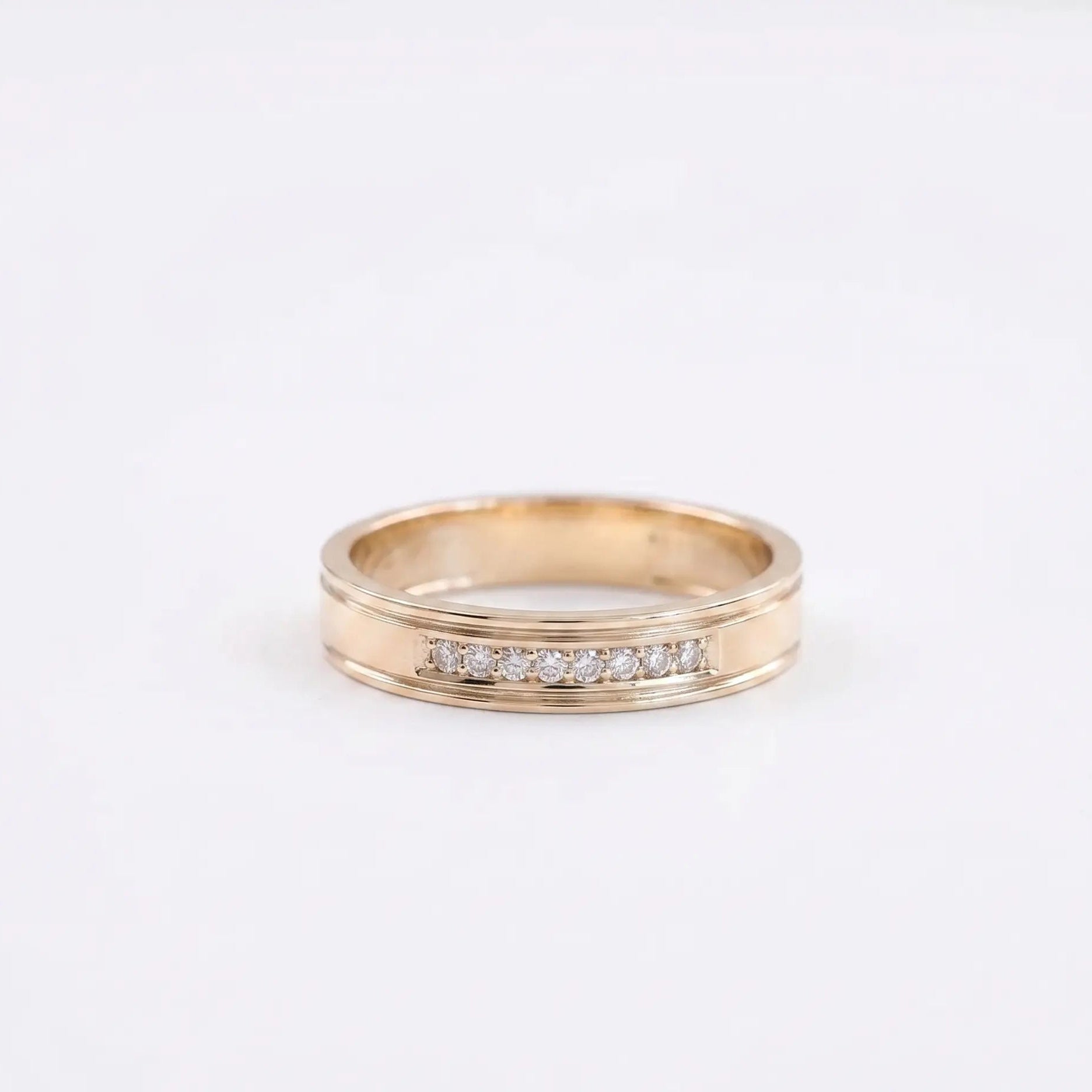 Men's Moissanite Wedding Band Channel Set Moissanite Ring Classic Gold Wedding Ring for Men