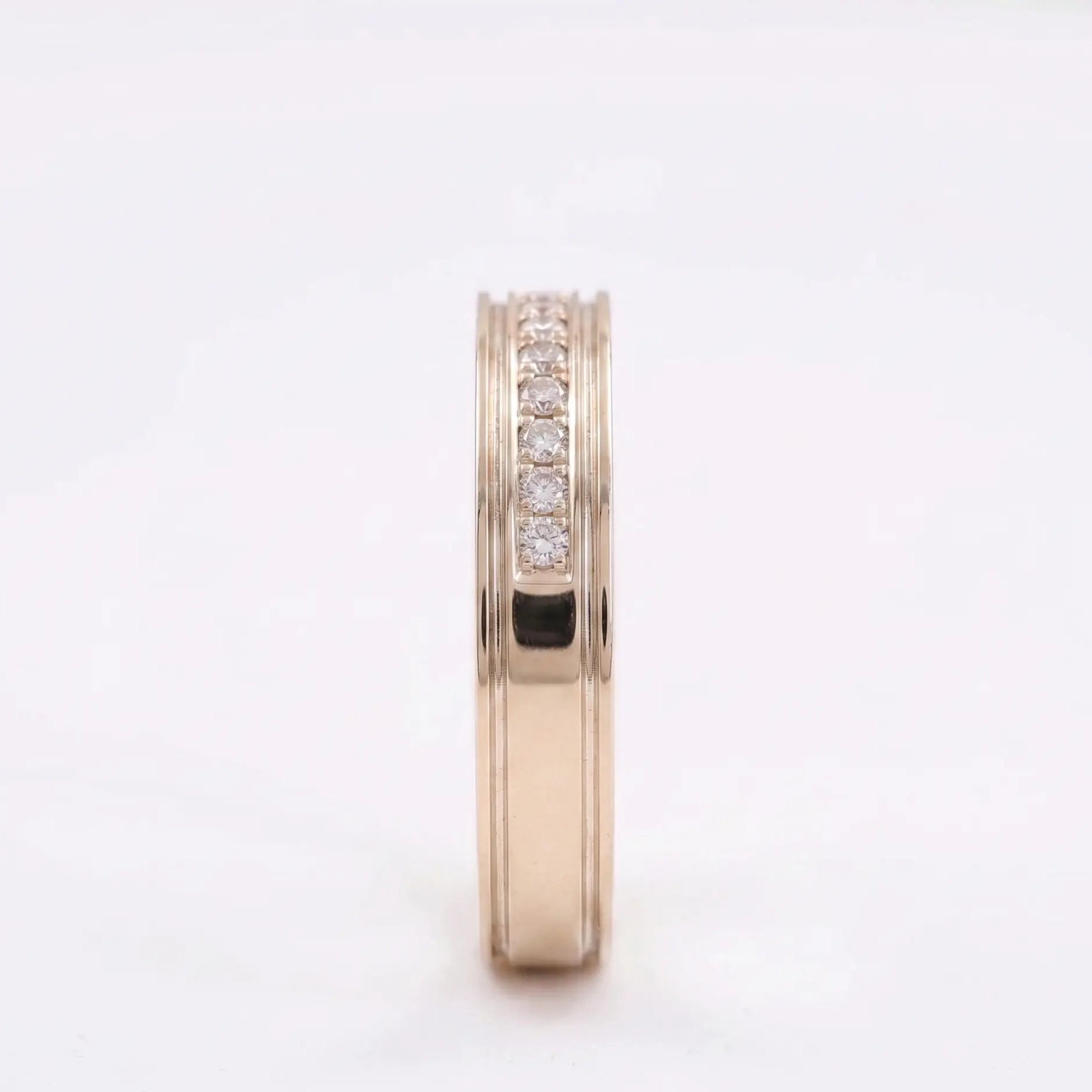 Men's Moissanite Wedding Band Channel Set Moissanite Ring Classic Gold Wedding Ring for Men