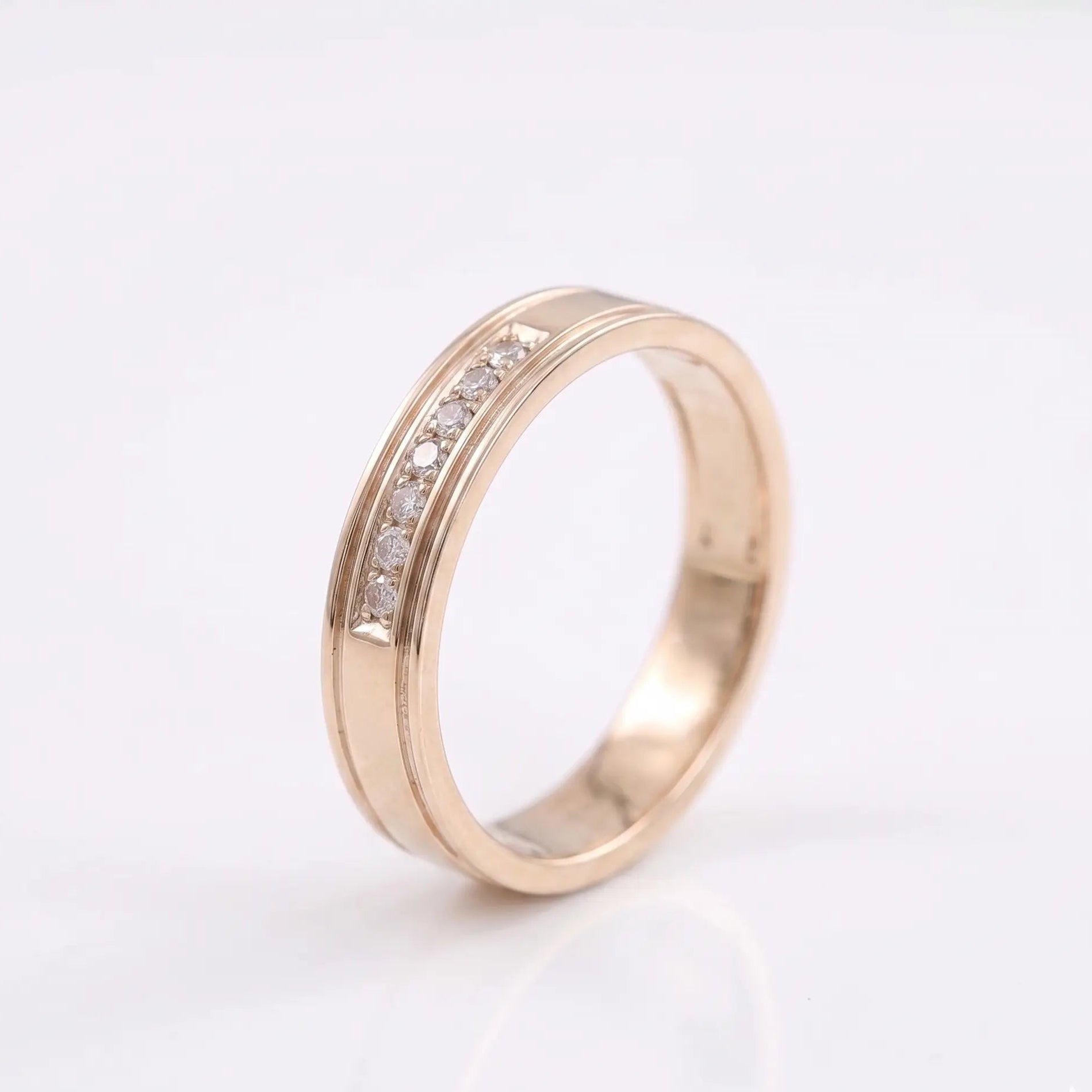 Men's Moissanite Wedding Band Channel Set Moissanite Ring Classic Gold Wedding Ring for Men