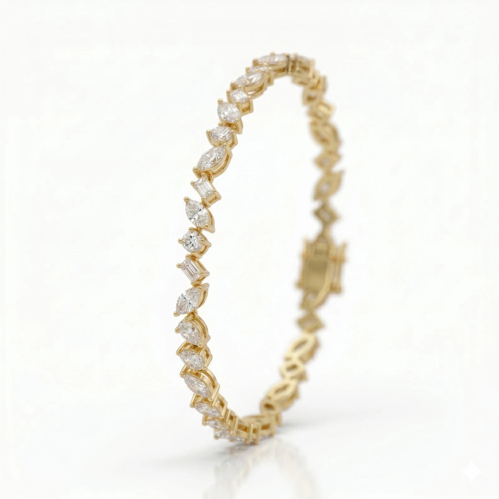 Mix Cut Moissanite Tennis Bracelet – Elegant Mixed Shape Diamond Alternative Bracelet for Women