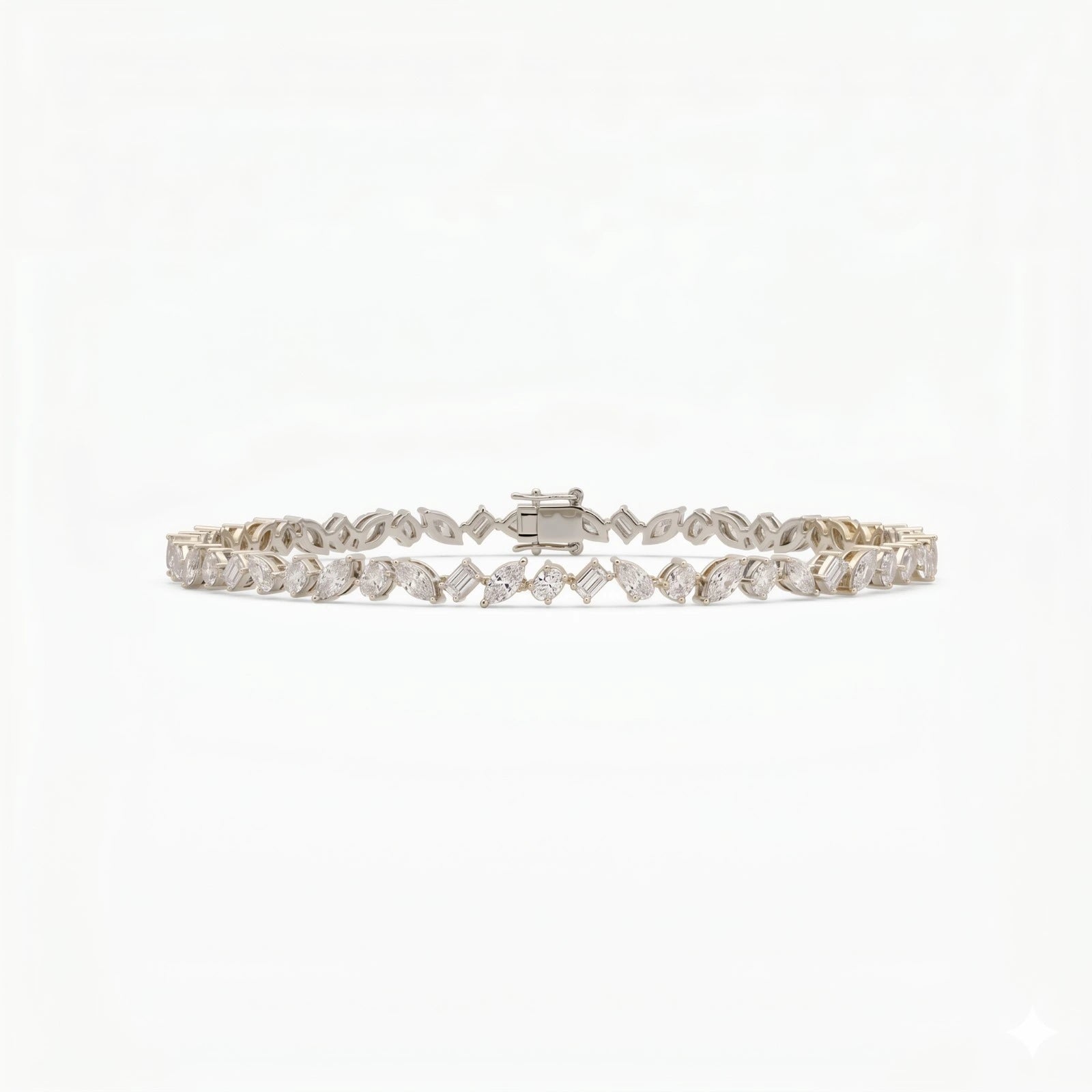 Mix Cut Moissanite Tennis Bracelet – Elegant Mixed Shape Diamond Alternative Bracelet for Women