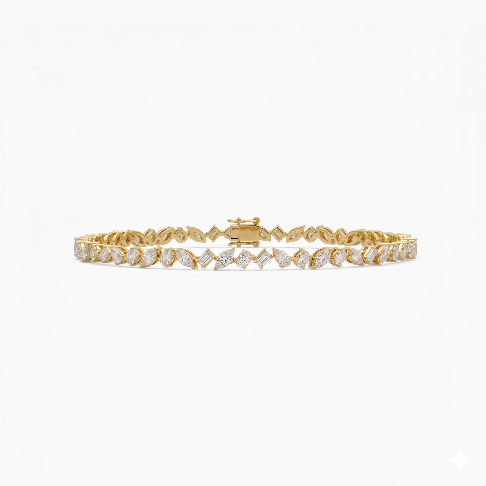 Mix Cut Moissanite Tennis Bracelet – Elegant Mixed Shape Diamond Alternative Bracelet for Women
