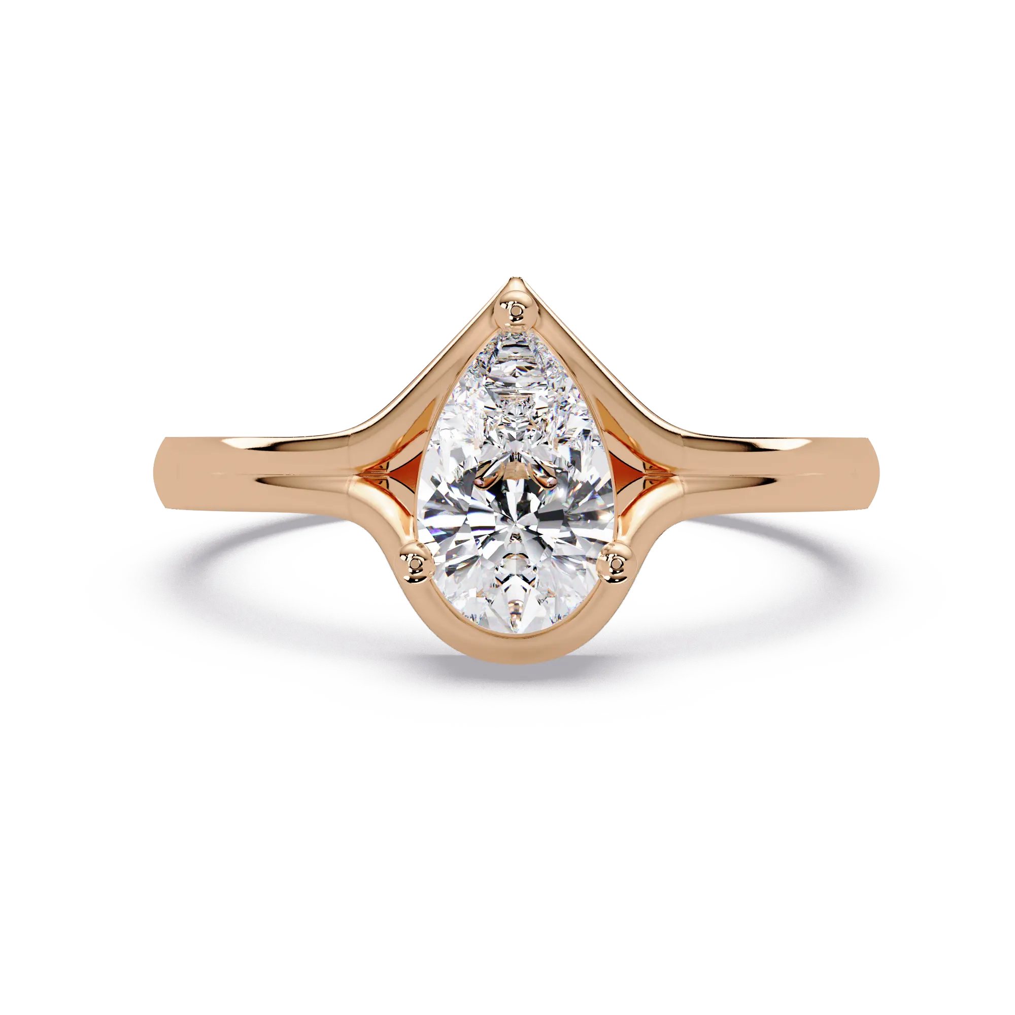 Modern Pear Lab Grown Diamond Engagement Ring, Semi Bezel Solitaire Ring, Elegant Bridal Jewelry