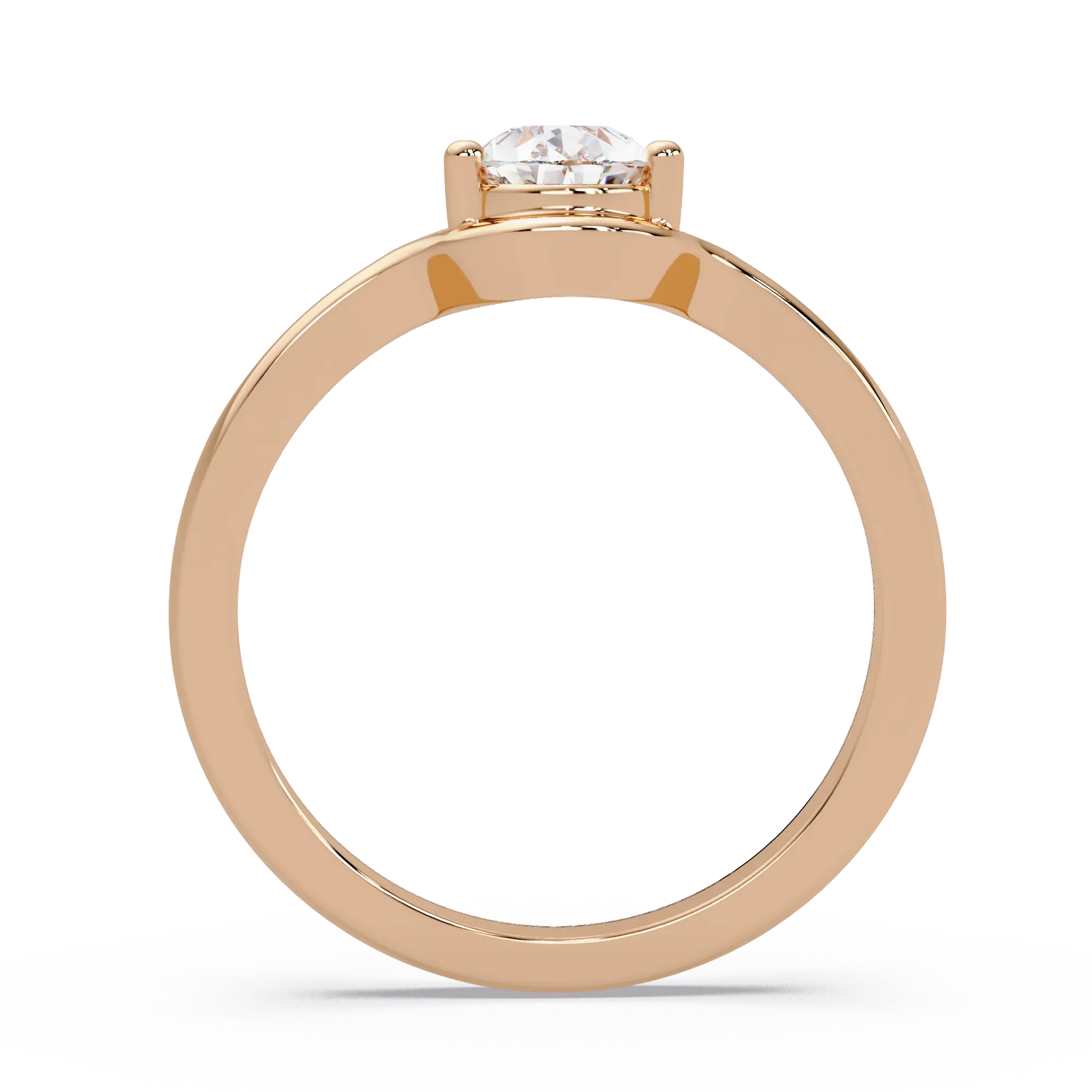 Modern Pear Lab Grown Diamond Engagement Ring, Semi Bezel Solitaire Ring, Elegant Bridal Jewelry