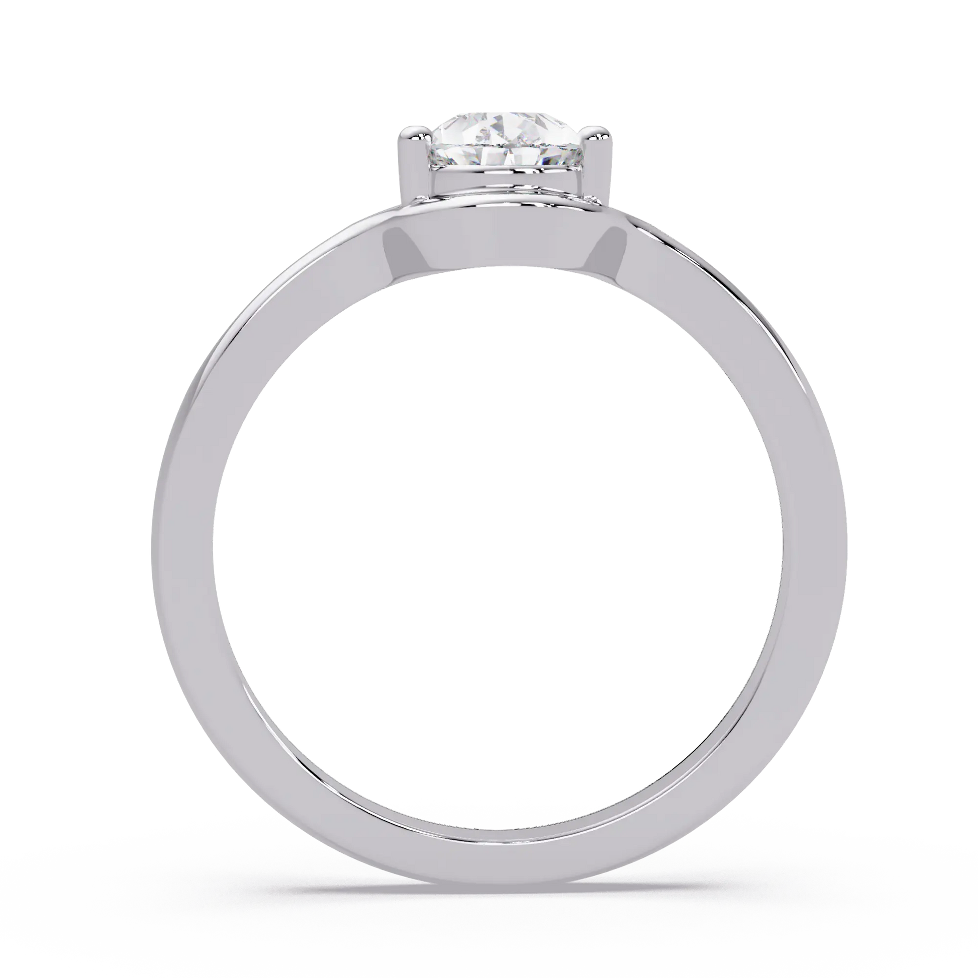 Modern Pear Lab Grown Diamond Engagement Ring, Semi Bezel Solitaire Ring, Elegant Bridal Jewelry