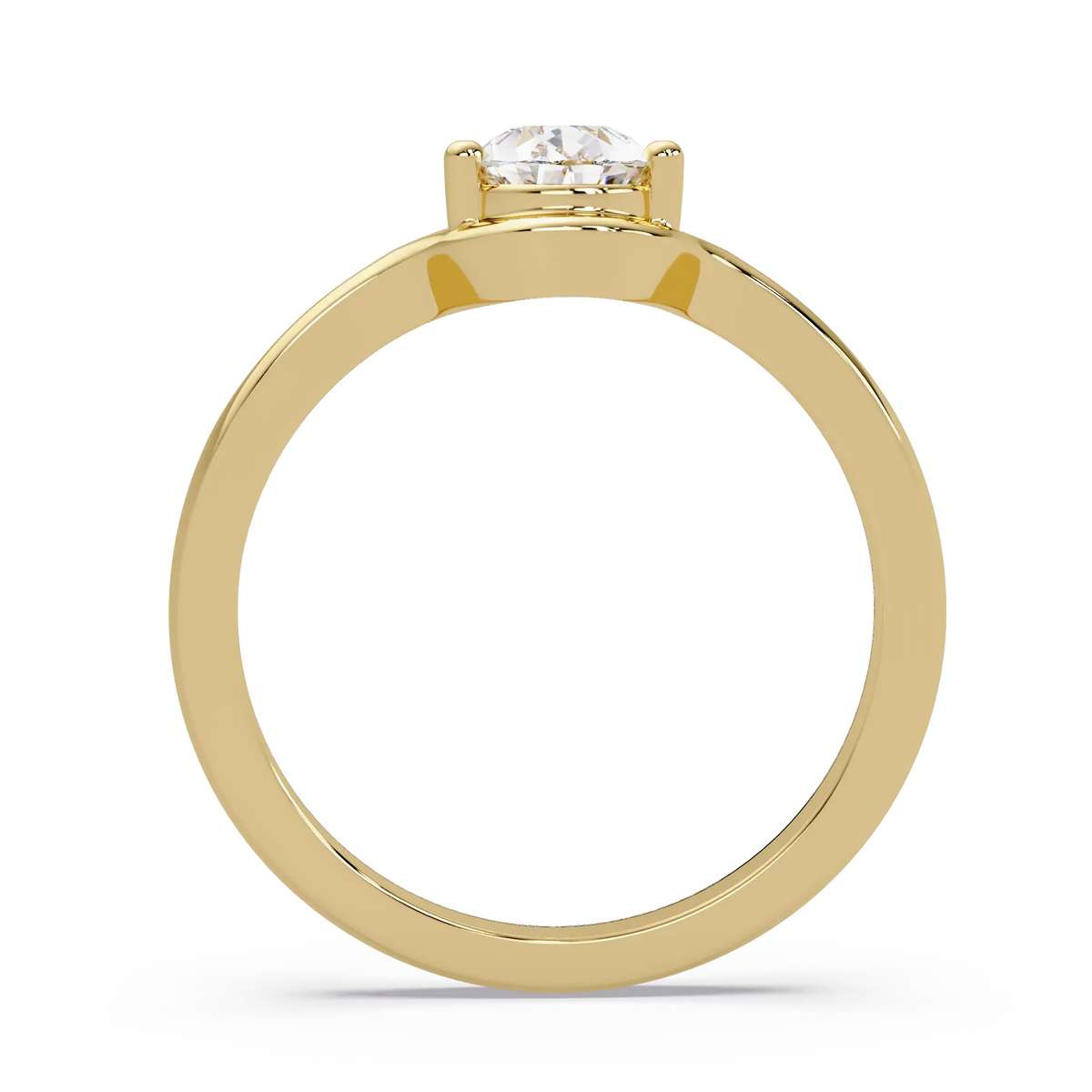 Modern Pear Lab Grown Diamond Engagement Ring, Semi Bezel Solitaire Ring, Elegant Bridal Jewelry