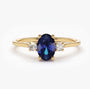 Oval Blue Sapphire Three Stone Engagement Ring with Diamond Accents Elegant Sapphire & Diamond Ring