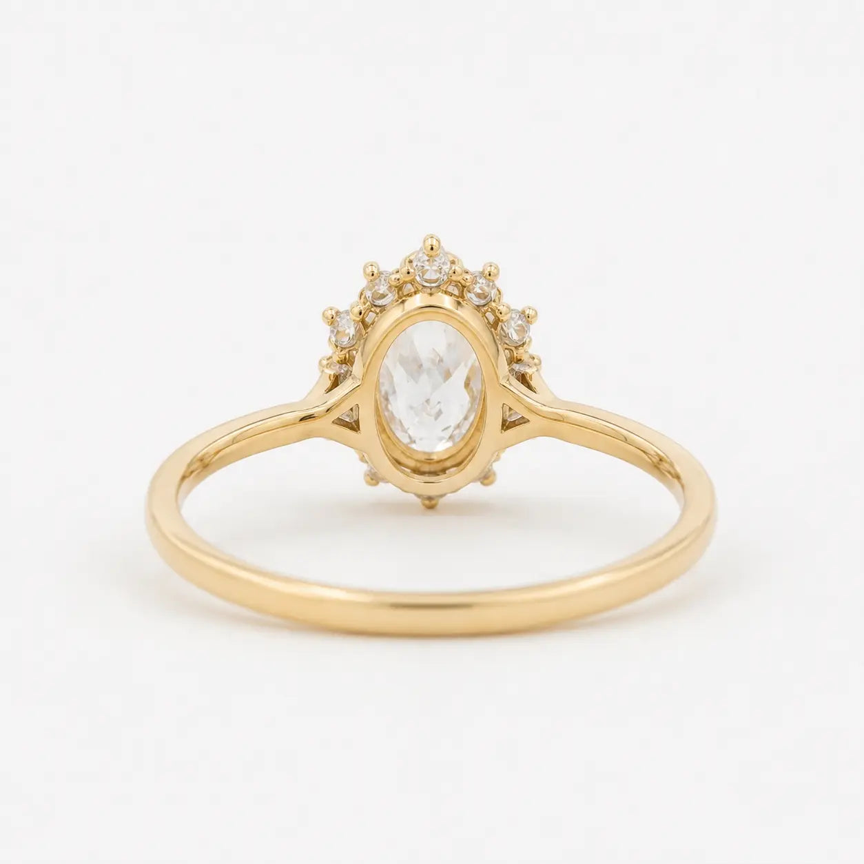 Oval Cut Moissanite Cluster Engagement Ring, Vintage Inspired Halo Ring, Unique Bridal Promise Ring