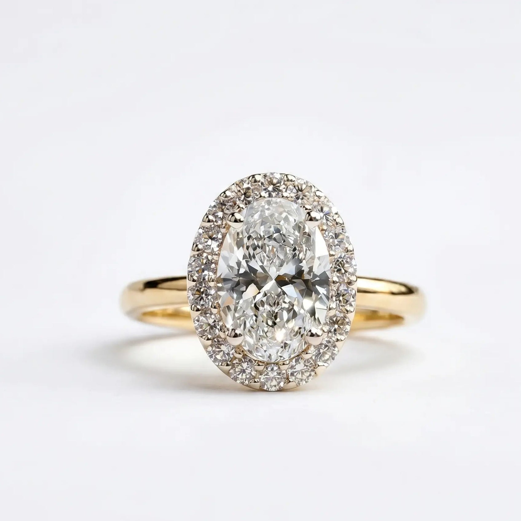 Oval Cut Moissanite Halo Engagement Ring Classic Oval Halo Bridal Ring
