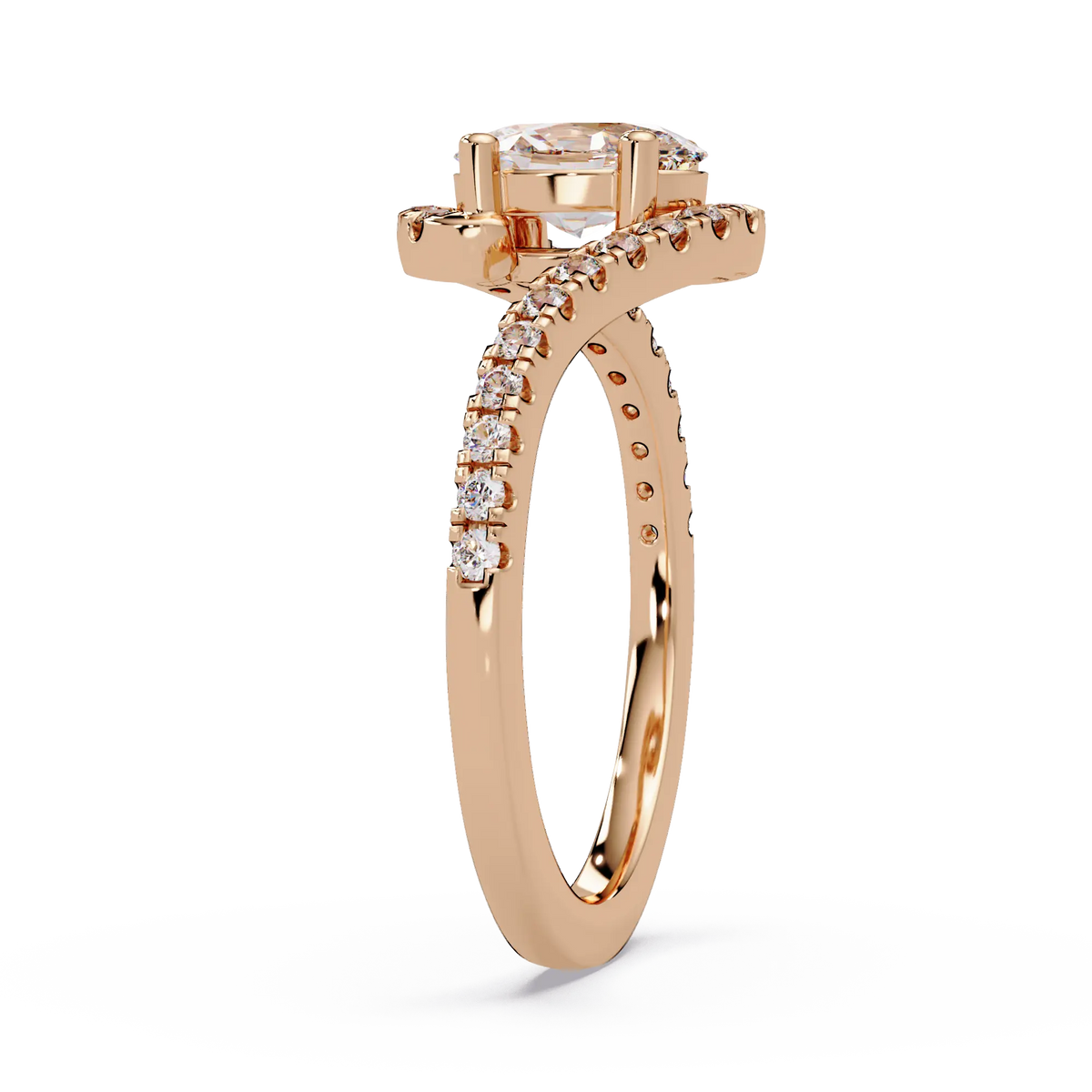 Oval Lab Grown Diamond Bypass Engagement Ring with Pavé Accents