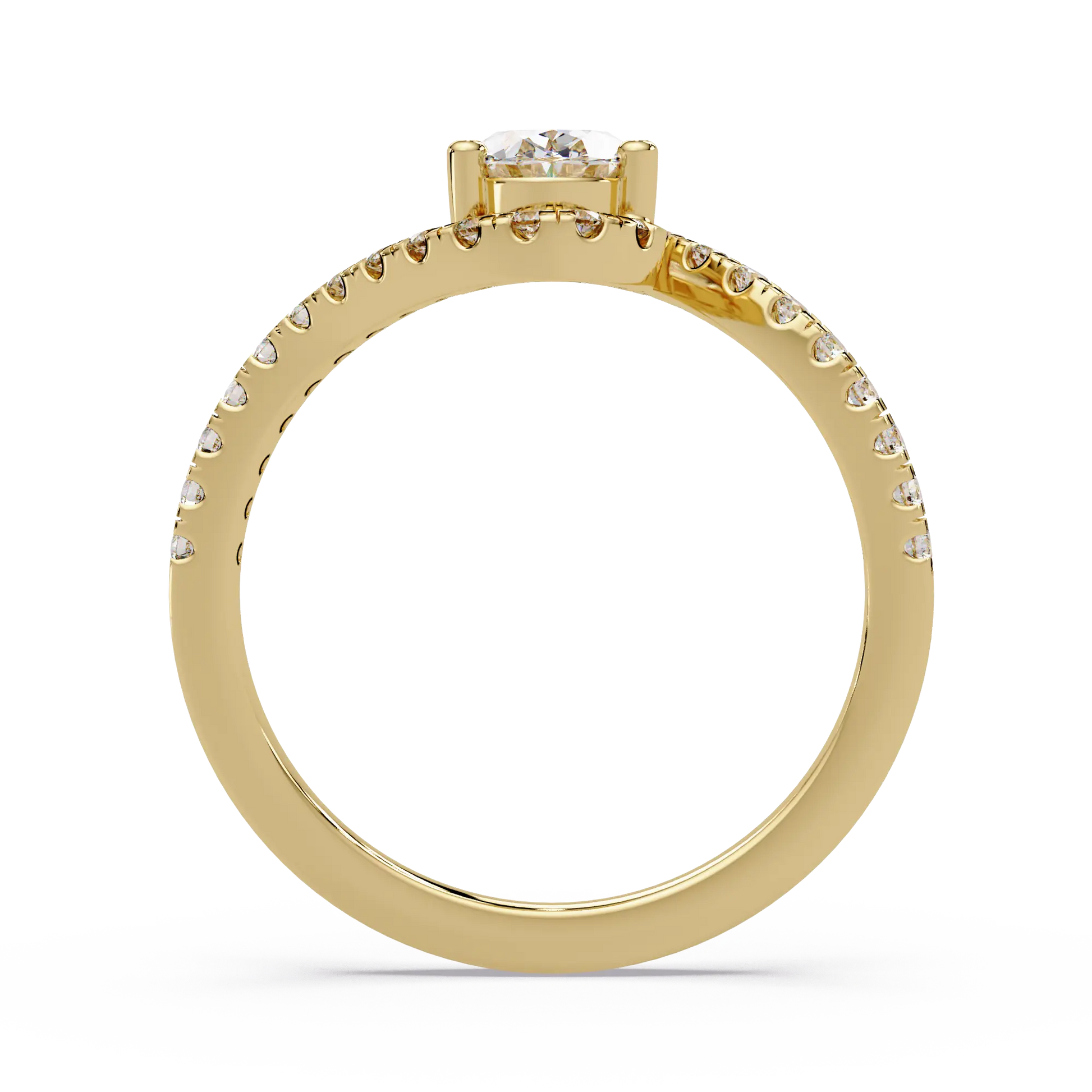Oval Lab Grown Diamond Bypass Engagement Ring with Pavé Accents