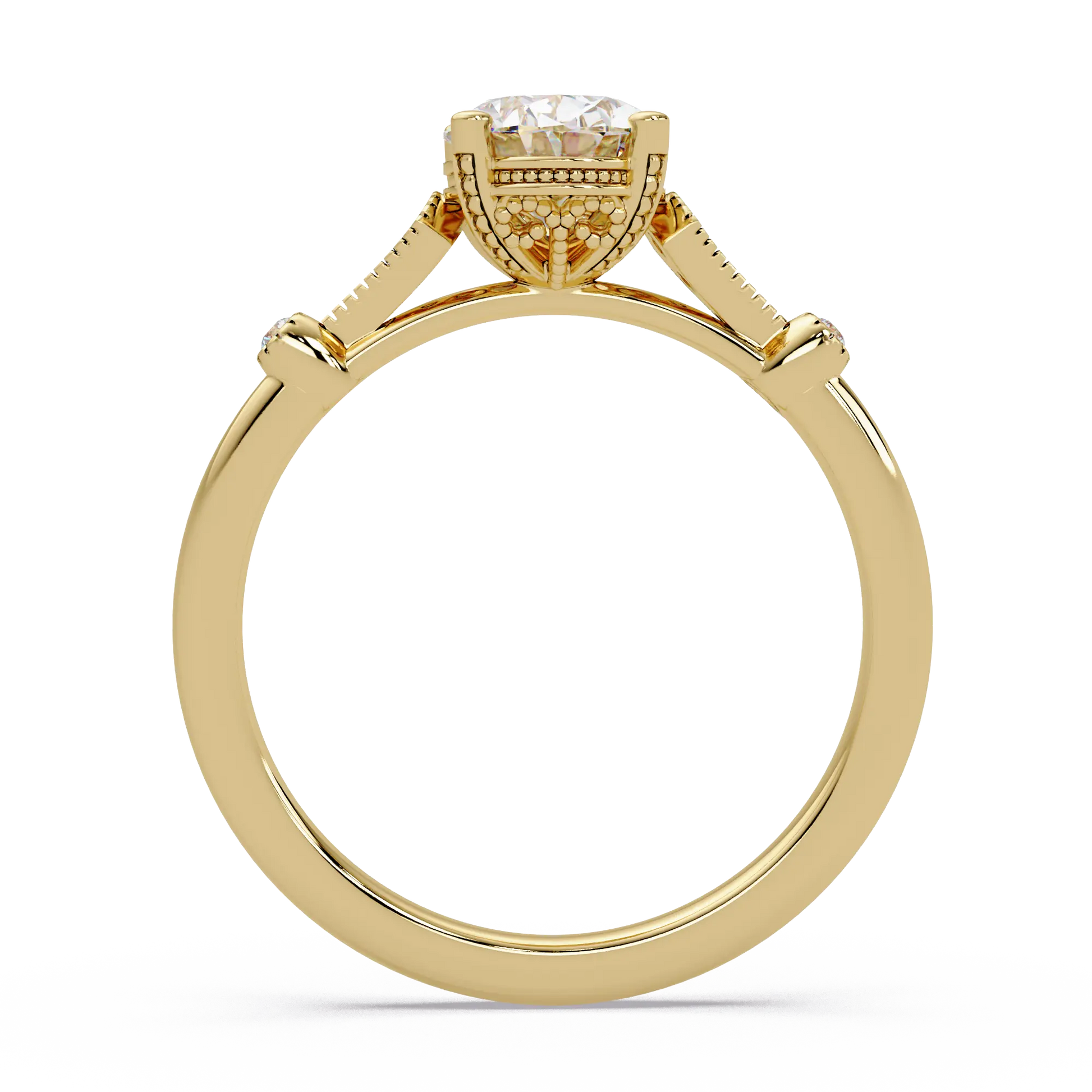 Oval Lab Grown Diamond Engagement Ring with Vintage Accented Shank