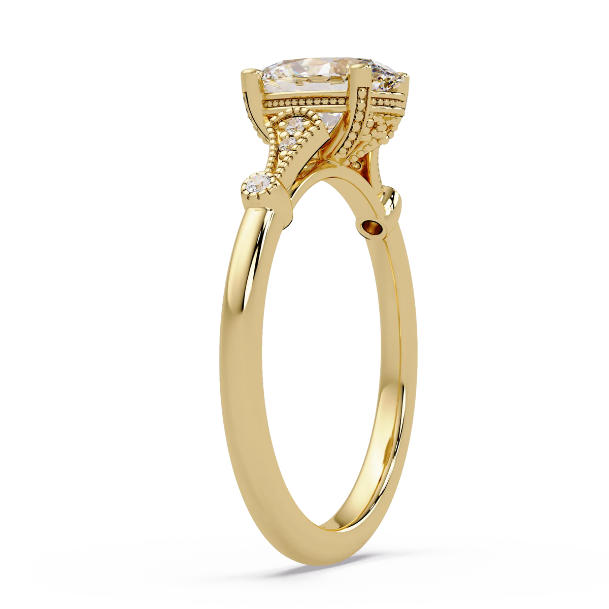 Oval Lab Grown Diamond Engagement Ring with Vintage Accented Shank