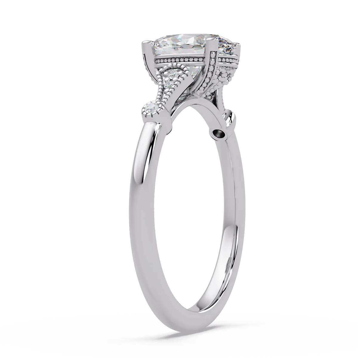 Oval Lab Grown Diamond Engagement Ring with Vintage Accented Shank