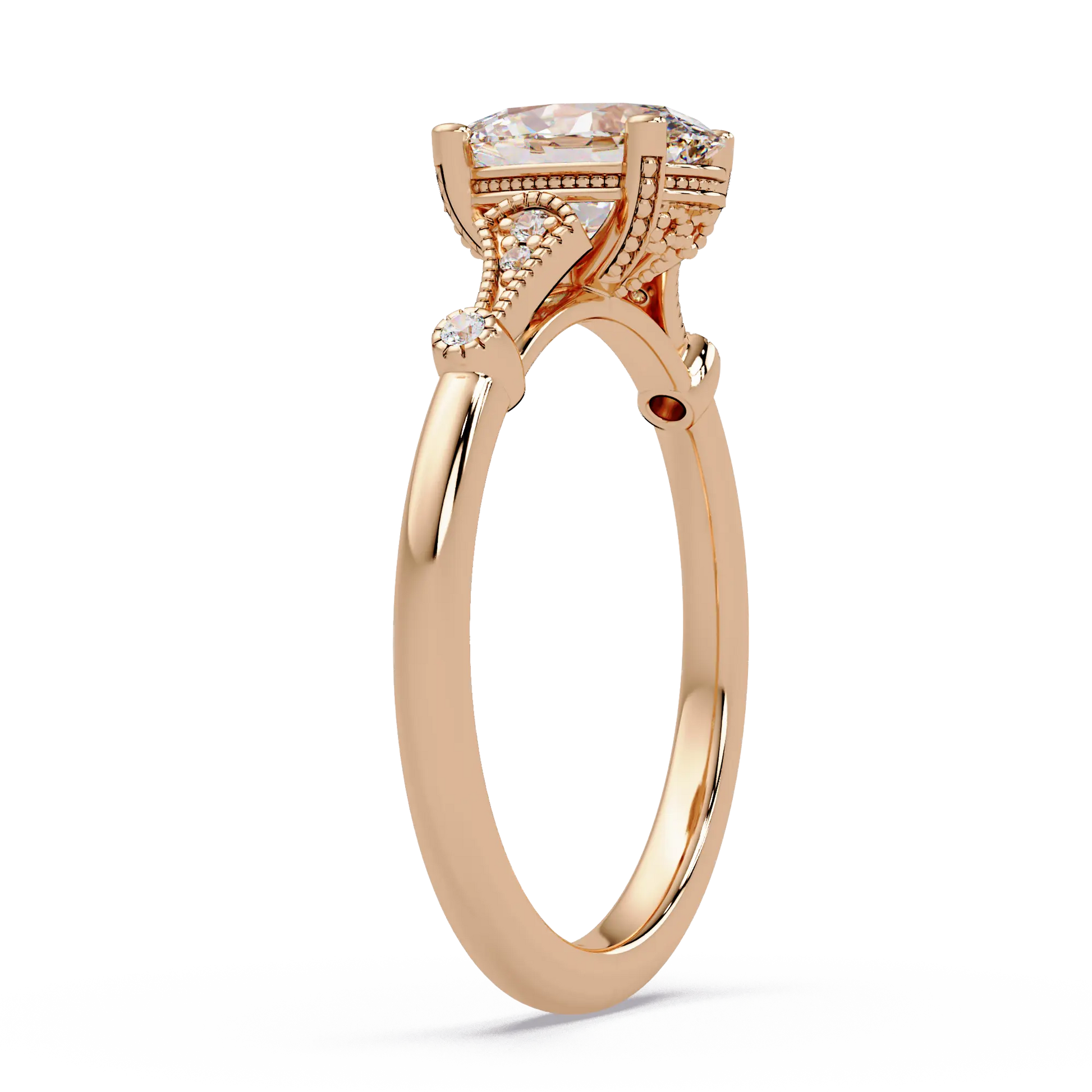Oval Lab Grown Diamond Engagement Ring with Vintage Accented Shank