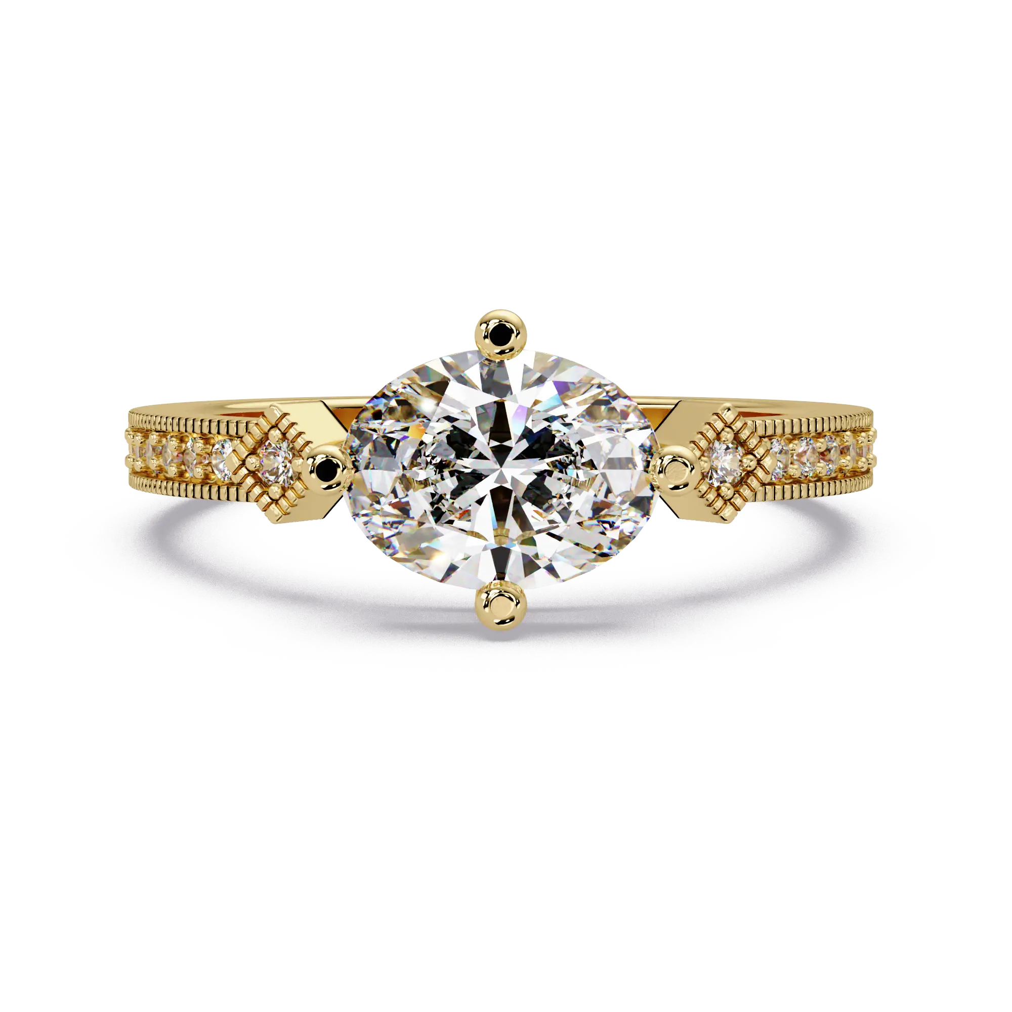 Oval Lab Grown Diamond Engagement Ring, Milgrain Solitaire Ring, Elegant Wedding Ring