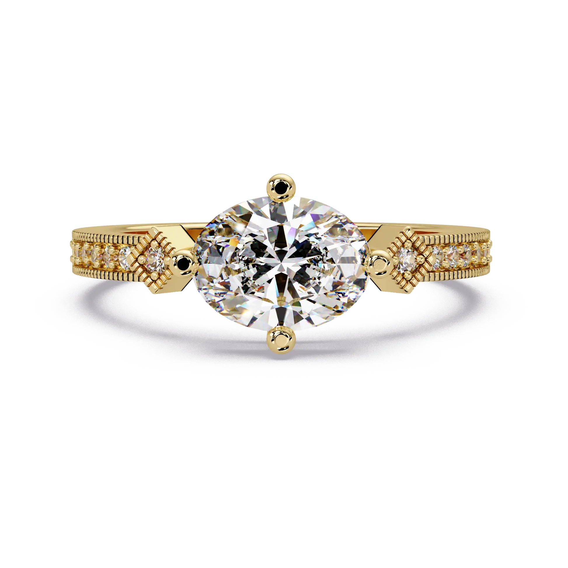 Oval Lab Grown Diamond Engagement Ring, Milgrain Solitaire Ring, Elegant Wedding Ring