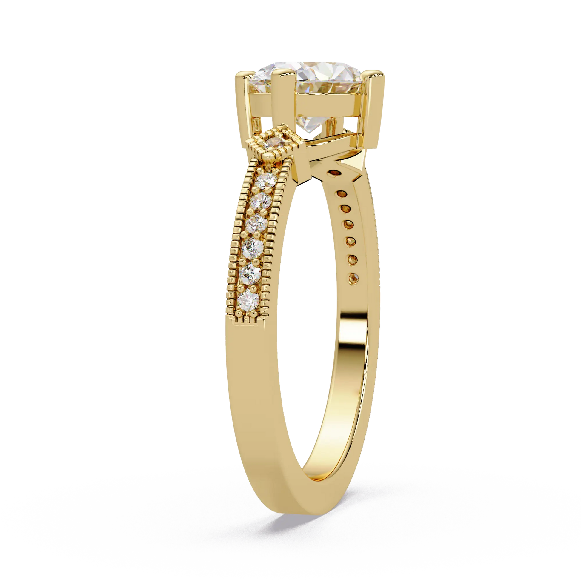 Oval Lab Grown Diamond Engagement Ring, Milgrain Solitaire Ring, Elegant Wedding Ring