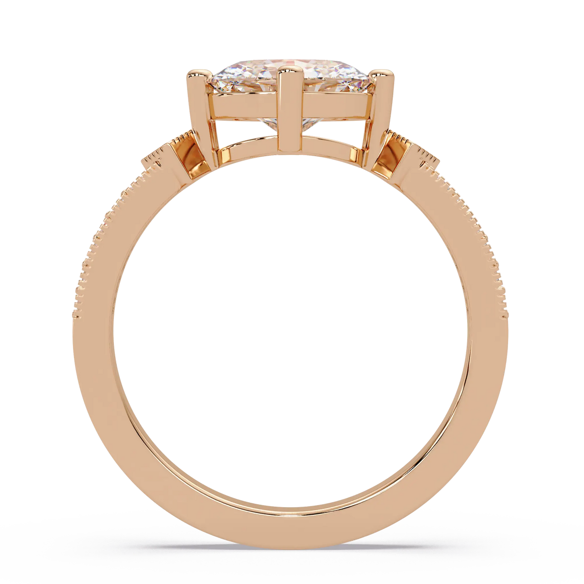 Oval Lab Grown Diamond Engagement Ring, Milgrain Solitaire Ring, Elegant Wedding Ring