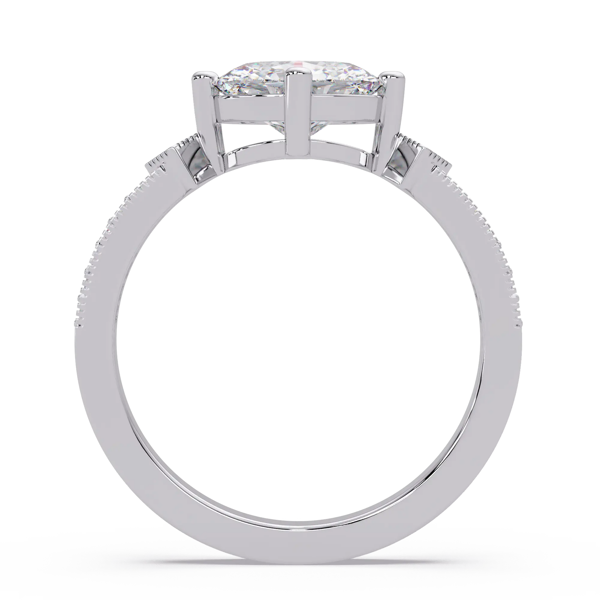 Oval Lab Grown Diamond Engagement Ring, Milgrain Solitaire Ring, Elegant Wedding Ring