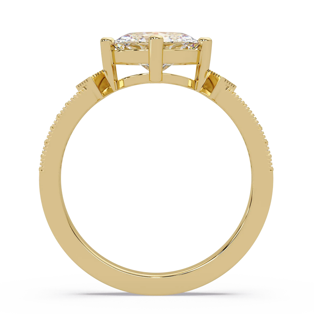 Oval Lab Grown Diamond Engagement Ring, Milgrain Solitaire Ring, Elegant Wedding Ring