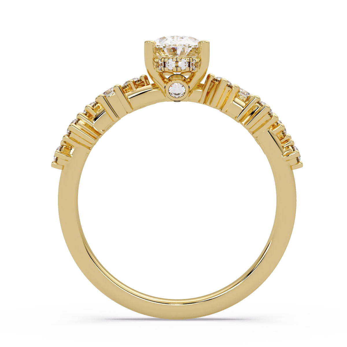Oval Lab Grown Diamond Engagement Ring with Floral Accented Band