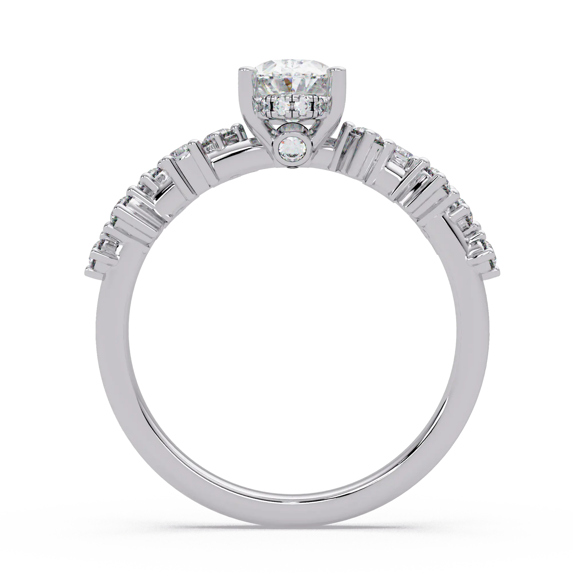 Oval Lab Grown Diamond Engagement Ring with Floral Accented Band