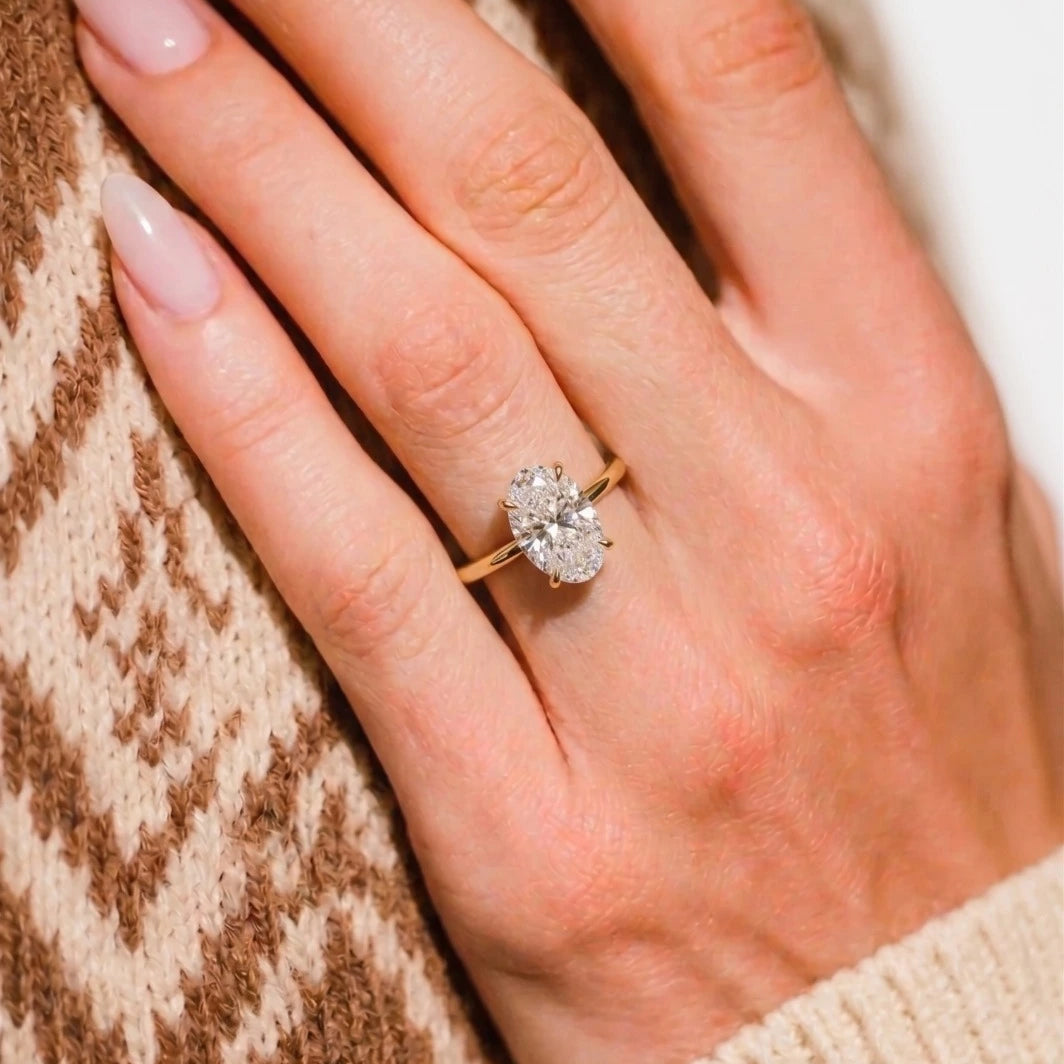 Oval Solitaire Moissanite Engagement Ring – Classic Four Prong  Minimalist Promise Ring, Timeless Bridal Jewelry