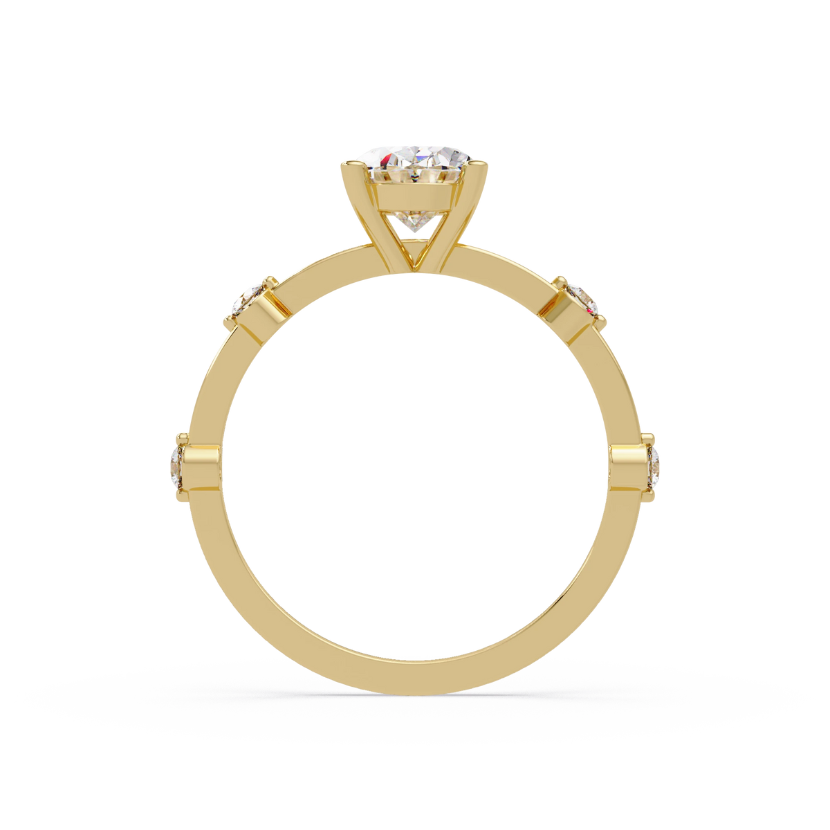 Oval Lab Grown Diamond Engagement Ring Elegant Double Band Rose Gold Ring with Accent Diamonds