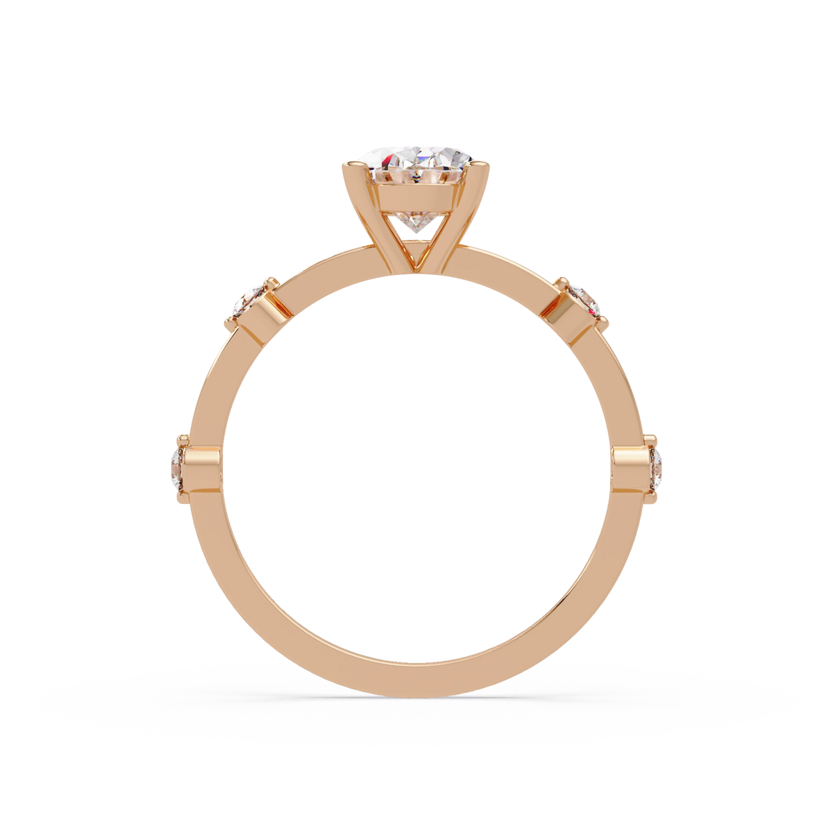 Oval Lab Grown Diamond Engagement Ring Elegant Double Band Rose Gold Ring with Accent Diamonds