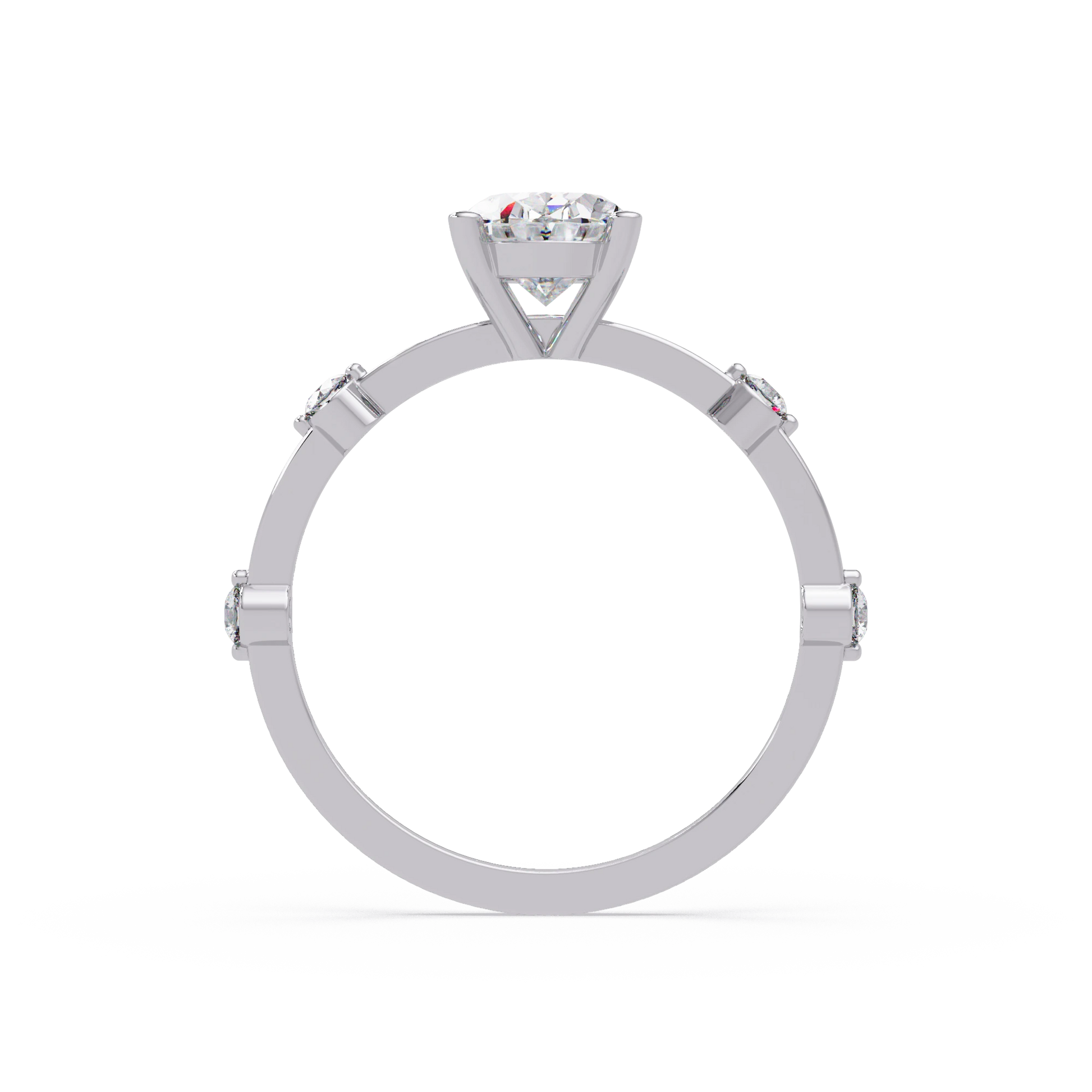 Oval Lab Grown Diamond Engagement Ring Elegant Double Band Rose Gold Ring with Accent Diamonds