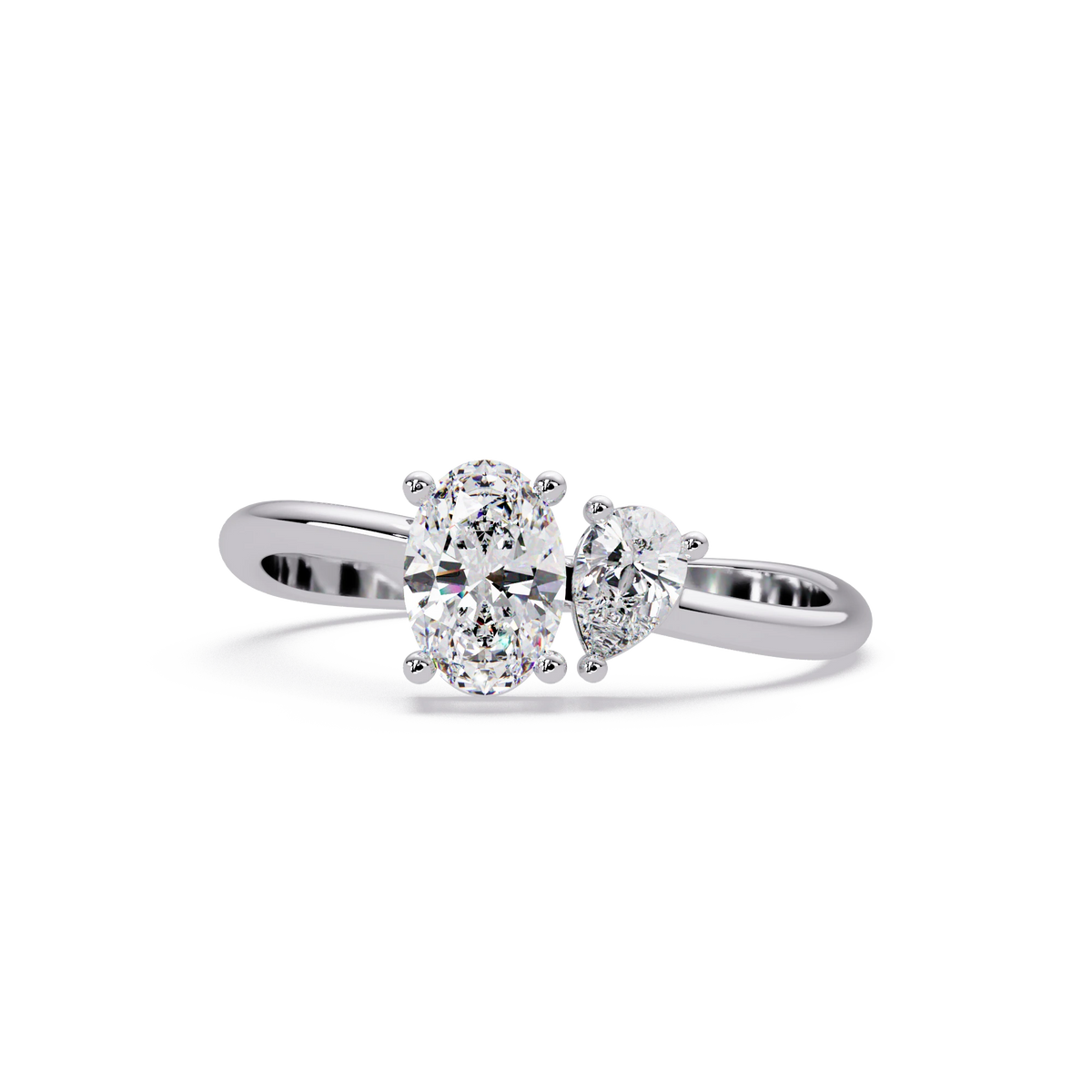 Oval Lab Grown Diamond Engagement Ring Elegant Two Stone Rose Gold Toi et Moi Ring