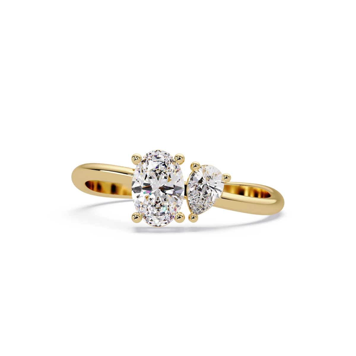 Oval Lab Grown Diamond Engagement Ring Elegant Two Stone Rose Gold Toi et Moi Ring