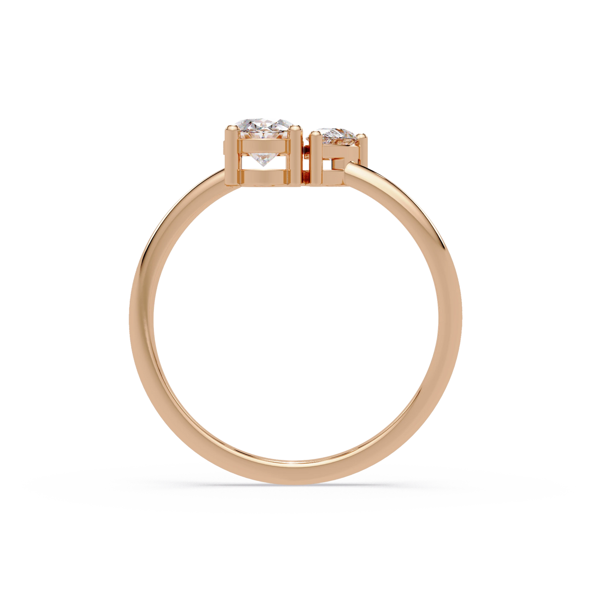 Oval Lab Grown Diamond Engagement Ring Elegant Two Stone Rose Gold Toi et Moi Ring