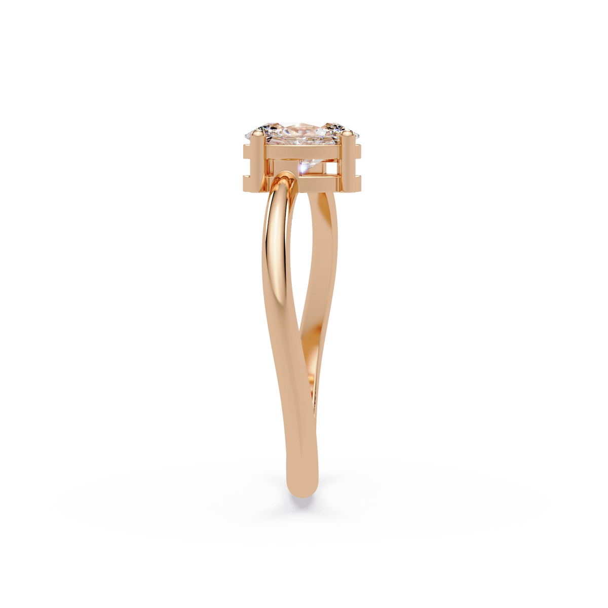 Oval Lab Grown Diamond Engagement Ring Elegant Two Stone Rose Gold Toi et Moi Ring