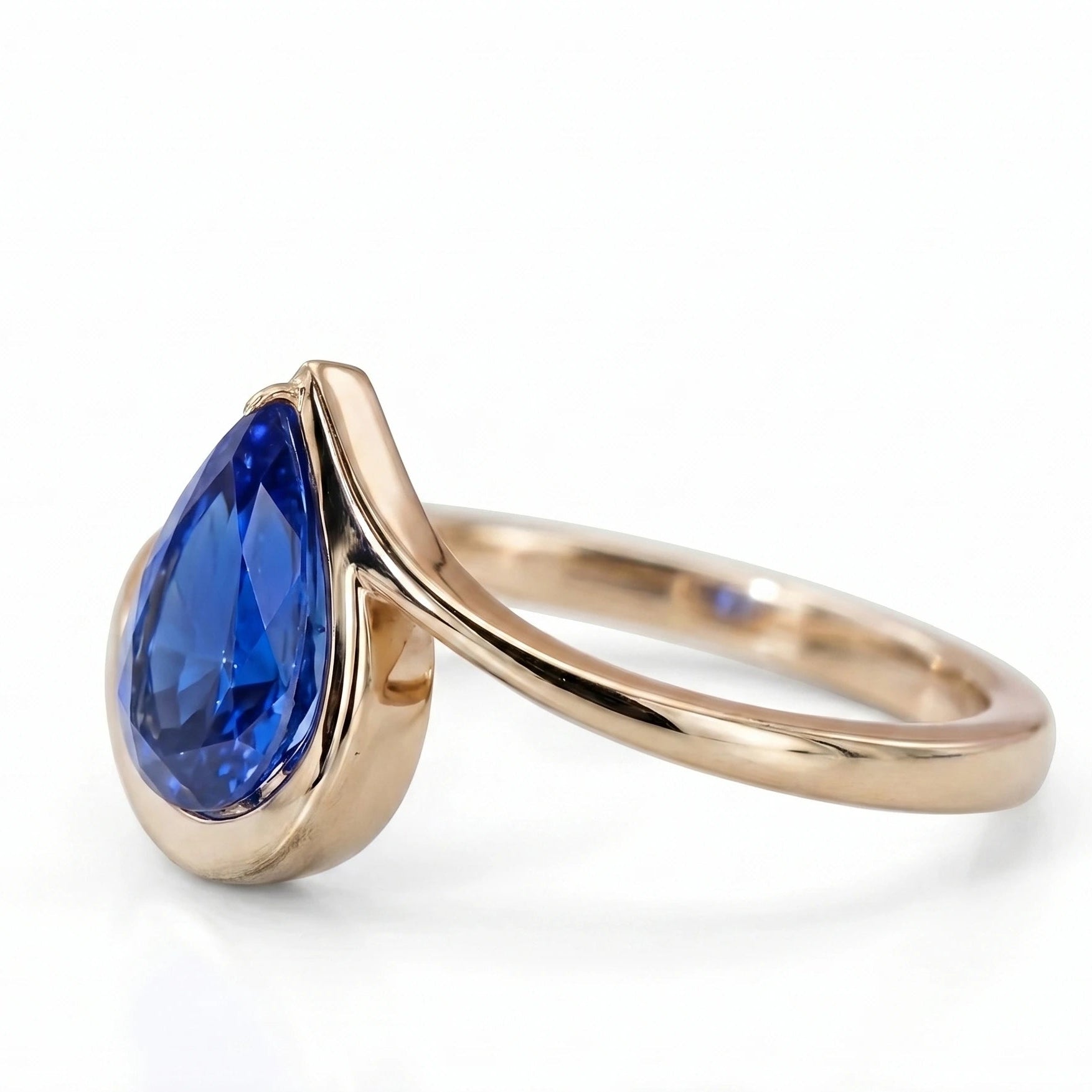 Pear Blue Sapphire Solitaire Ring  Pear Cut Sapphire Engagement Ring  Teardrop Blue Gemstone Ring