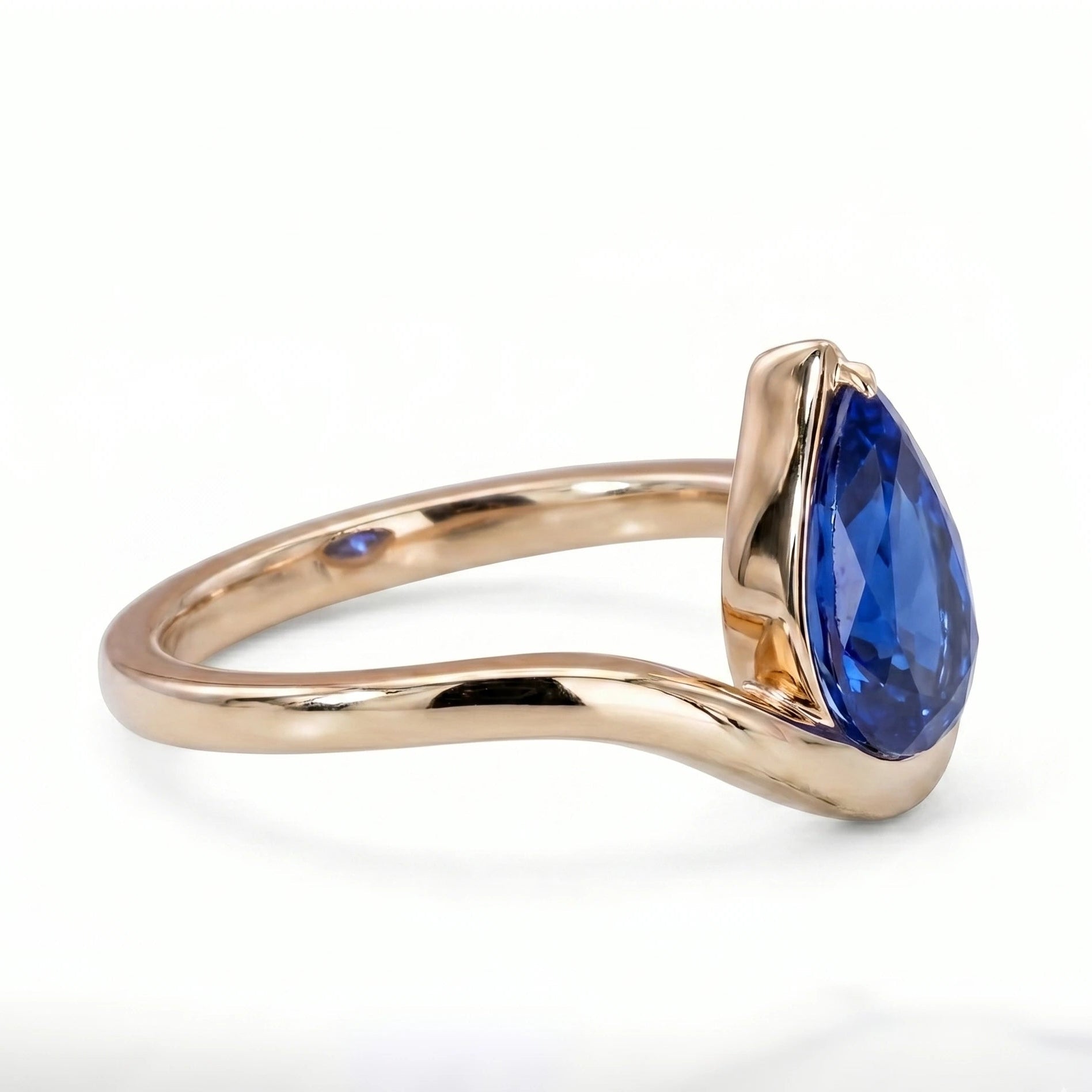 Pear Blue Sapphire Solitaire Ring  Pear Cut Sapphire Engagement Ring  Teardrop Blue Gemstone Ring