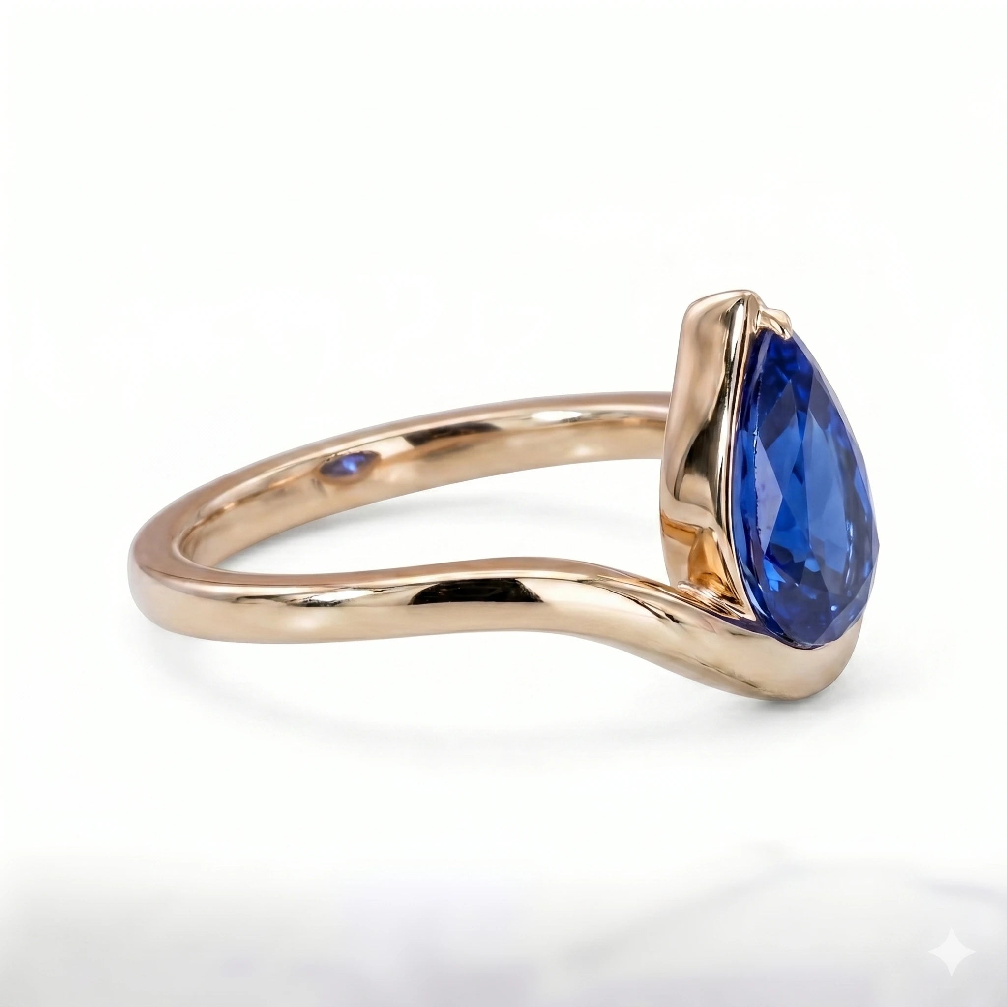 Pear Blue Sapphire Solitaire Ring  Pear Cut Sapphire Engagement Ring  Teardrop Blue Gemstone Ring