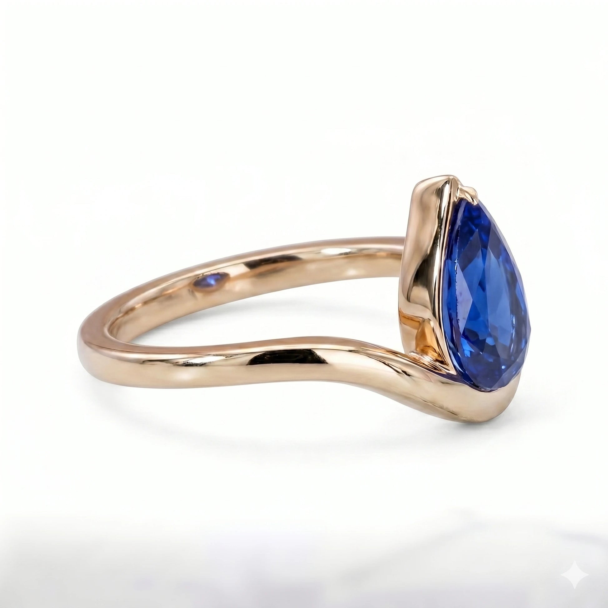 Pear Blue Sapphire Solitaire Ring  Pear Cut Sapphire Engagement Ring  Teardrop Blue Gemstone Ring