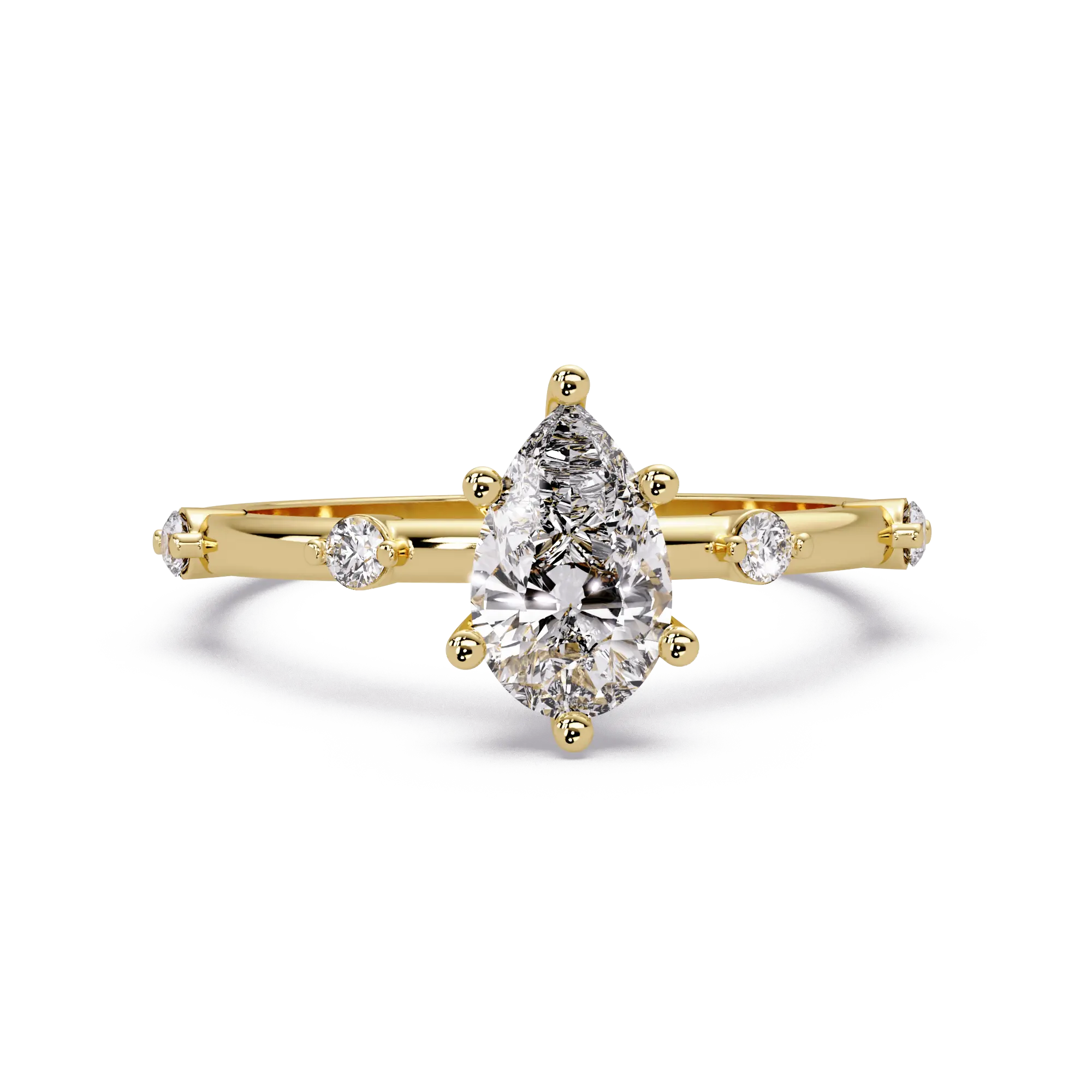 Pear Brilliant Lab Grown Diamond Engagement Ring with Minimalist Accent Band