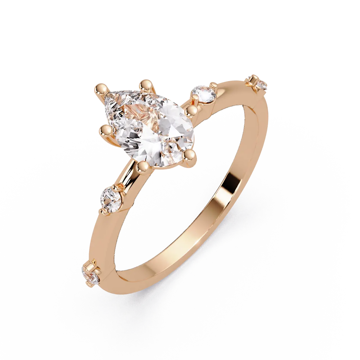 Pear Brilliant Lab Grown Diamond Engagement Ring with Minimalist Accent Band