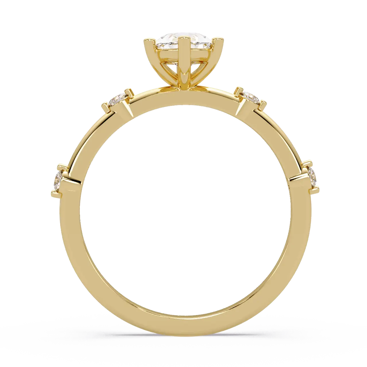 Pear Brilliant Lab Grown Diamond Engagement Ring with Minimalist Accent Band
